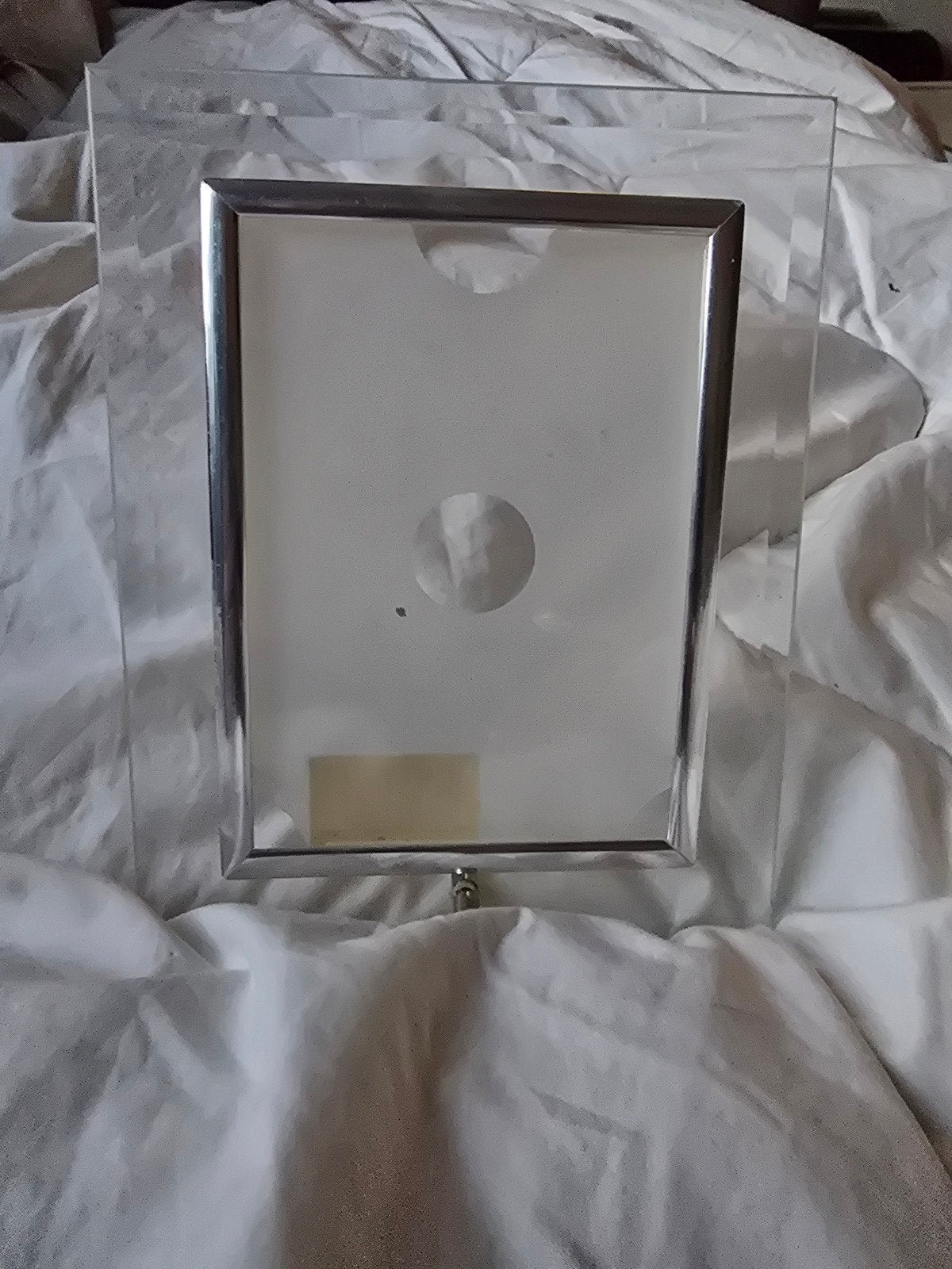 Glazen fotostandaard met insteekhoesje 9,5x13 cm, Zilver, Met glas, Standaard fotolijst, Ophalen of Verzenden