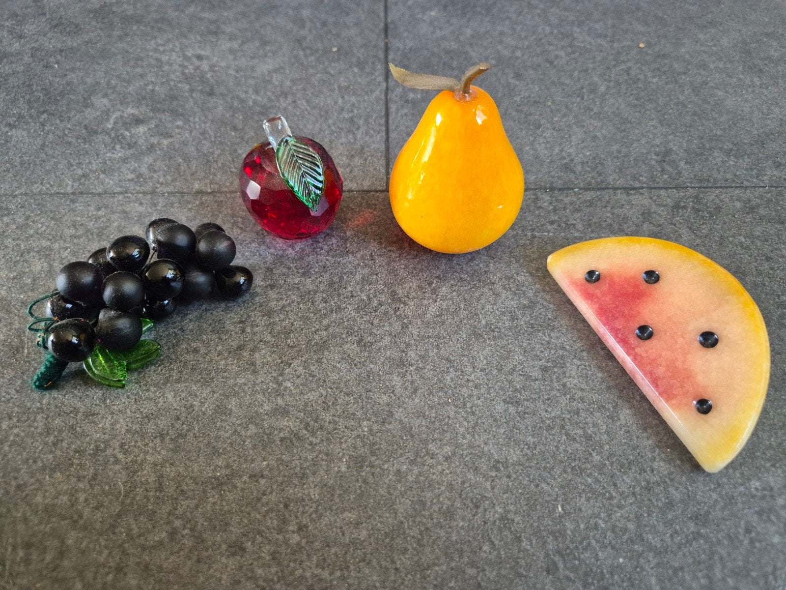 Decoratieve glazen fruitset druiven, appel, peer, watermel, Antiek en Kunst, Ophalen of Verzenden
