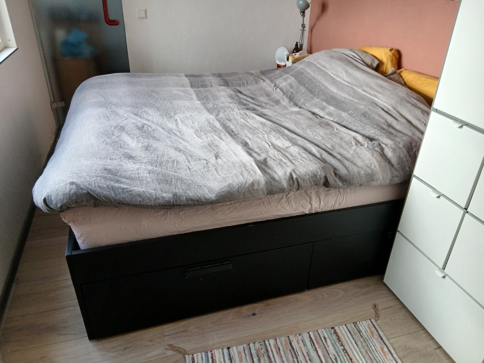 IKEA Brimnes bed frame met lades, 187x200 cm, Ophalen, Gebruikt, Zwart, Tweepersoons
