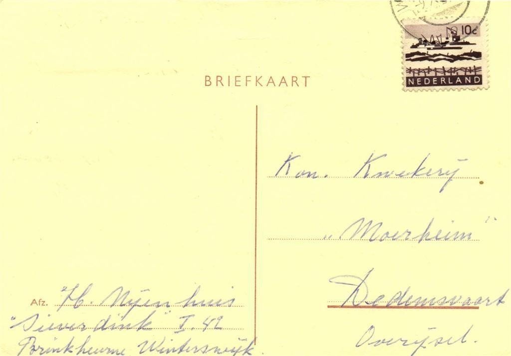 Nijenhuis, Winterswijk aan Kwekerij Moerheim, Dedemsvaart -, Ophalen of Verzenden, Briefkaart