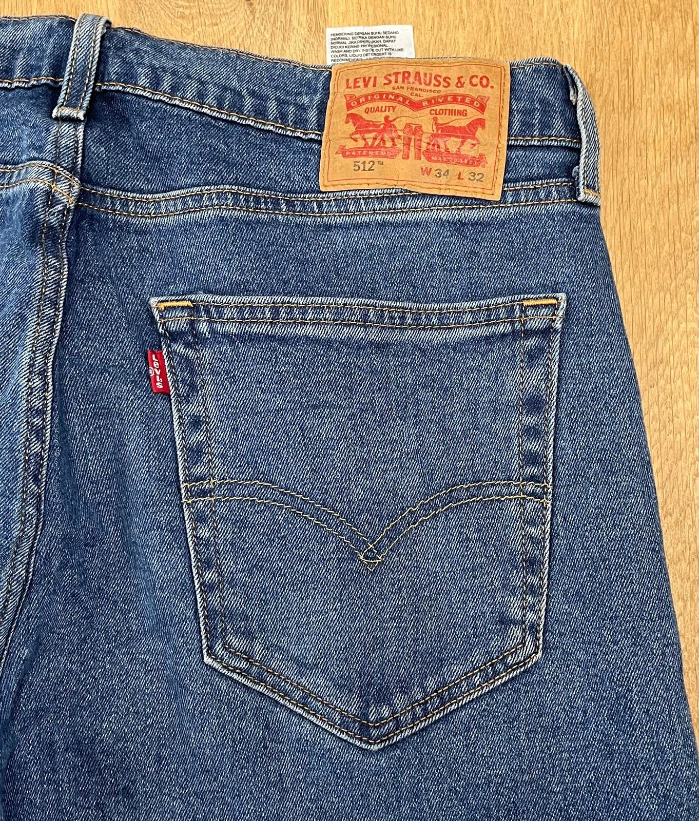 Levi’s 512 slim tapered jeans marineblauw - Maat W34 L32, Ophalen of Verzenden, Zo goed als nieuw, Blauw, W33 - W34 (confectie 48/50)