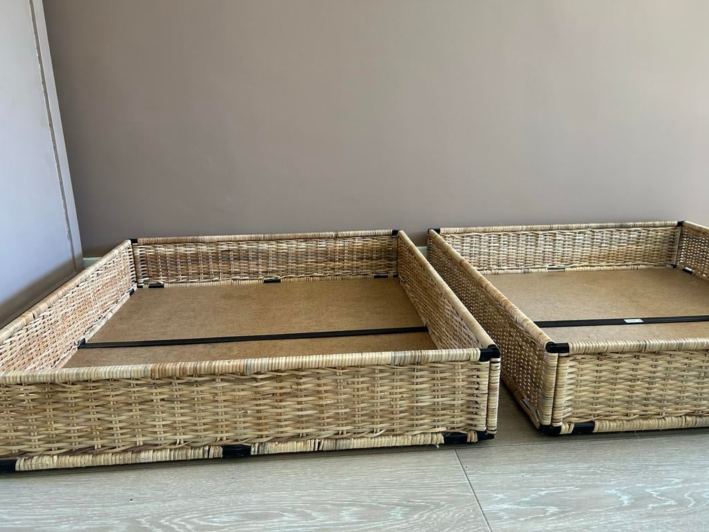 Rieten manden voor opbergen onder bed - 95x90x20, Gebruikt, Mand, Ophalen of Verzenden, Riet