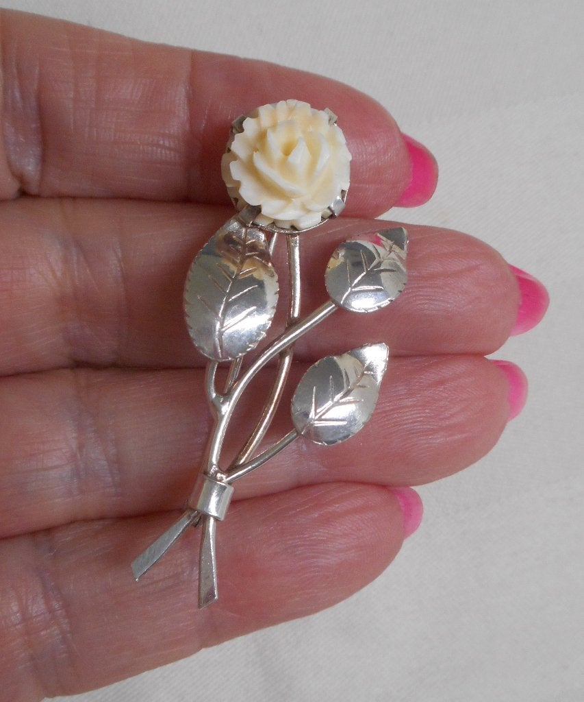 Zilveren vintage broche botanisch nr.286