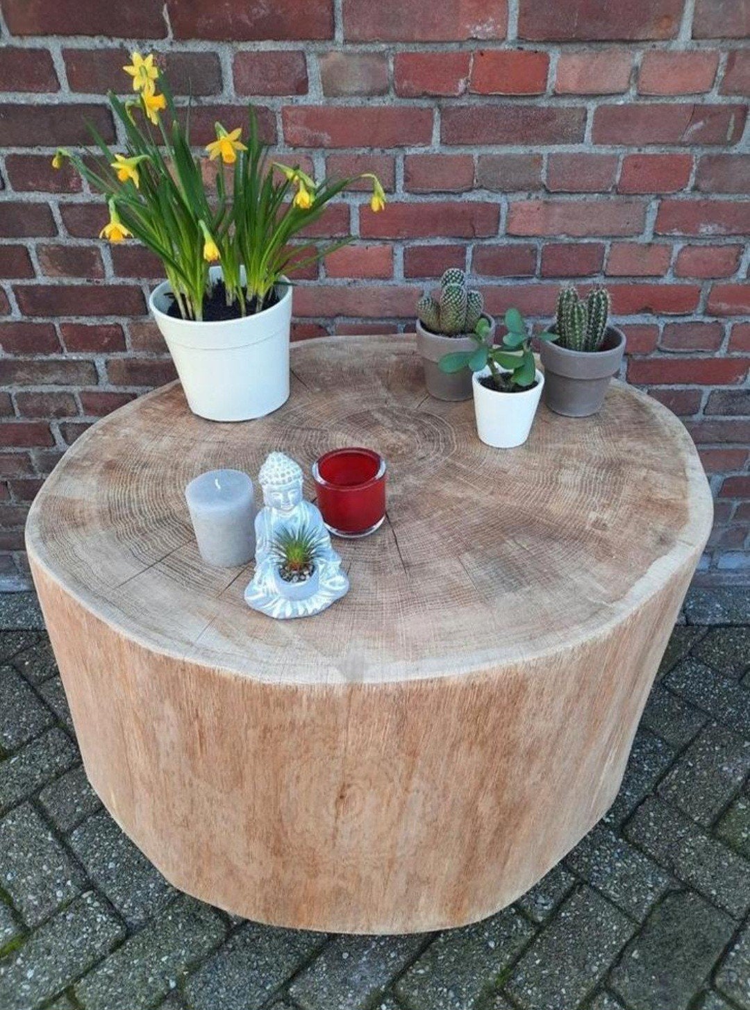 GROTE ROBUUSTE SALONTAFEL BIJZETTAFEL MASSIEF EIKEN BOOMSTAM, Ophalen of Verzenden, Nieuw