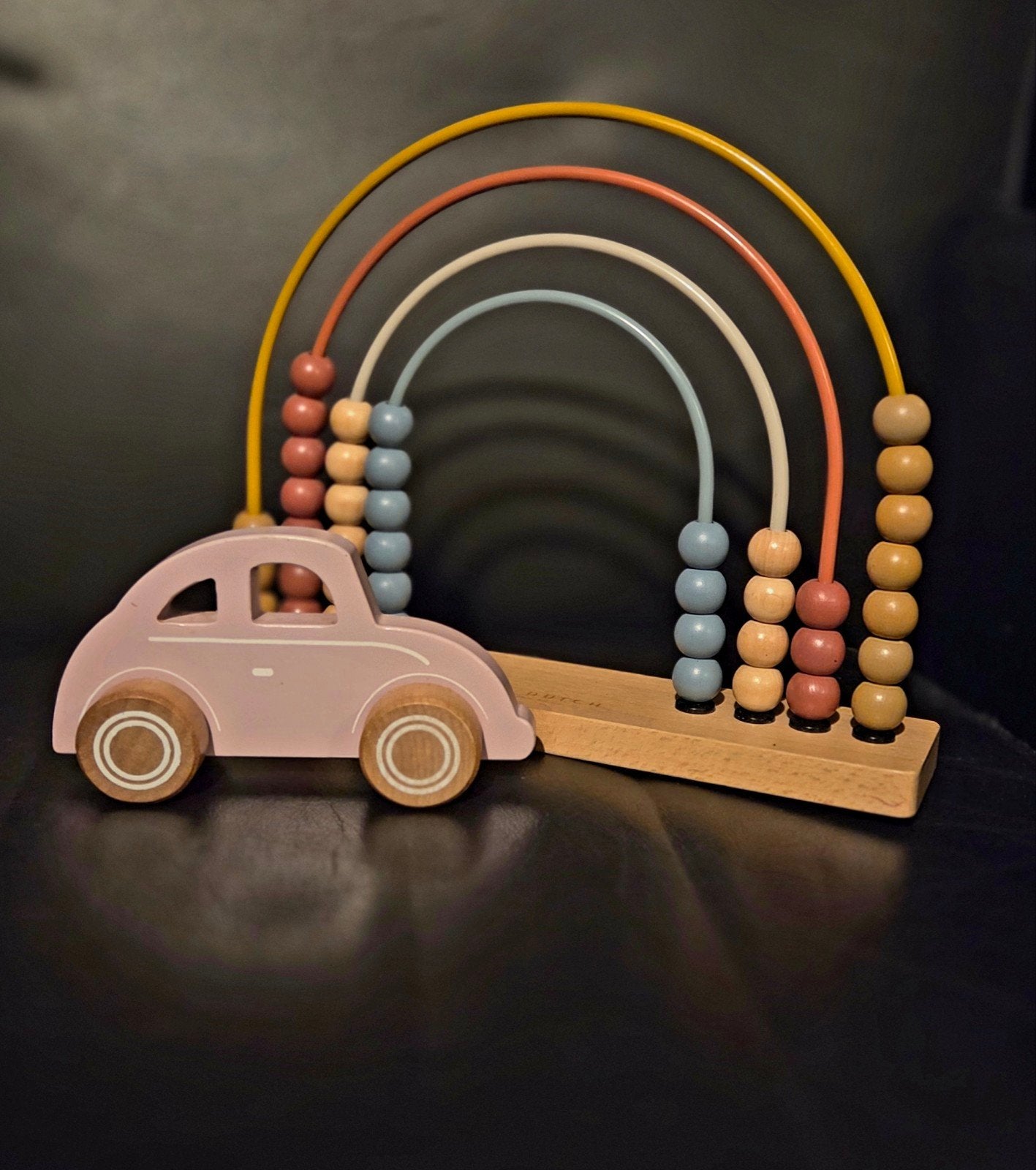 Little Dutch Speelgoedset - Regenboog telraam & Roze auto, Ophalen, Zo goed als nieuw, Duw- of Trekspeelgoed