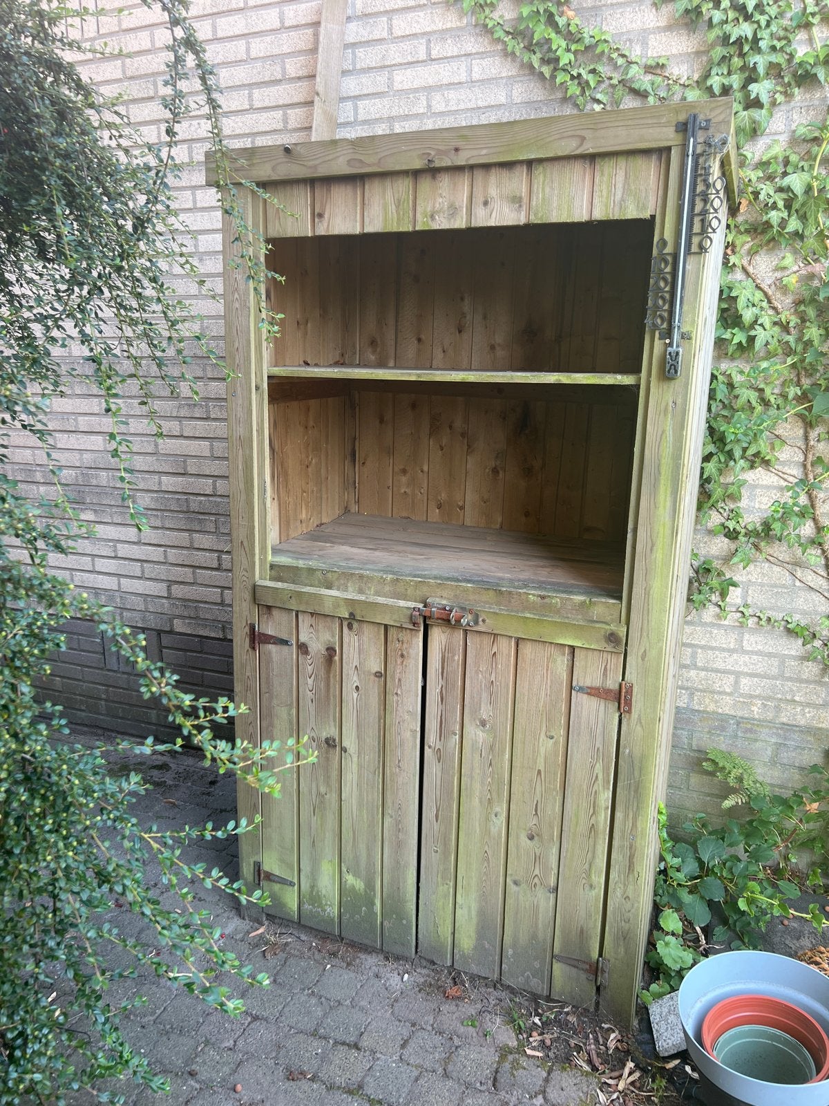 Houten berging met planken - 186x100x60 cm, Ophalen, Gebruikt, Hout, Overige typen