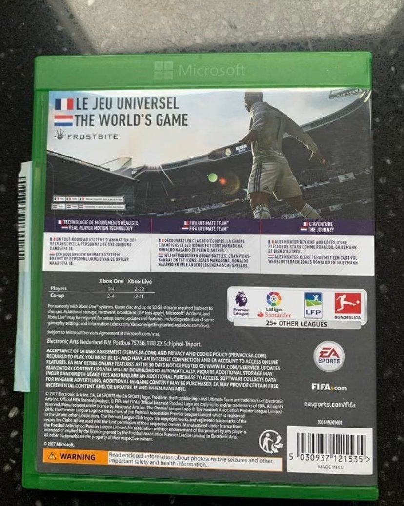 FIFA 18 Xbox One - Zo goed als nieuw, 2 spelers, Eén computer, Ophalen of Verzenden, Zo goed als nieuw