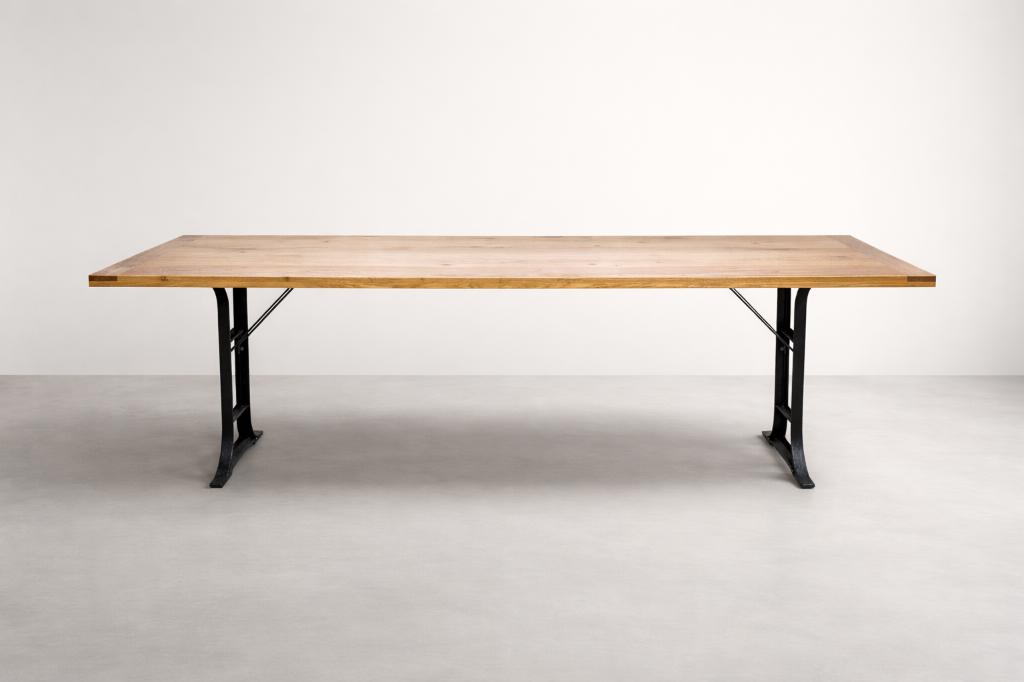 Strakke industriële eikenhouten tafel, Industrieel, vintage, Vijf personen of meer, Eikenhout, Rechthoekig