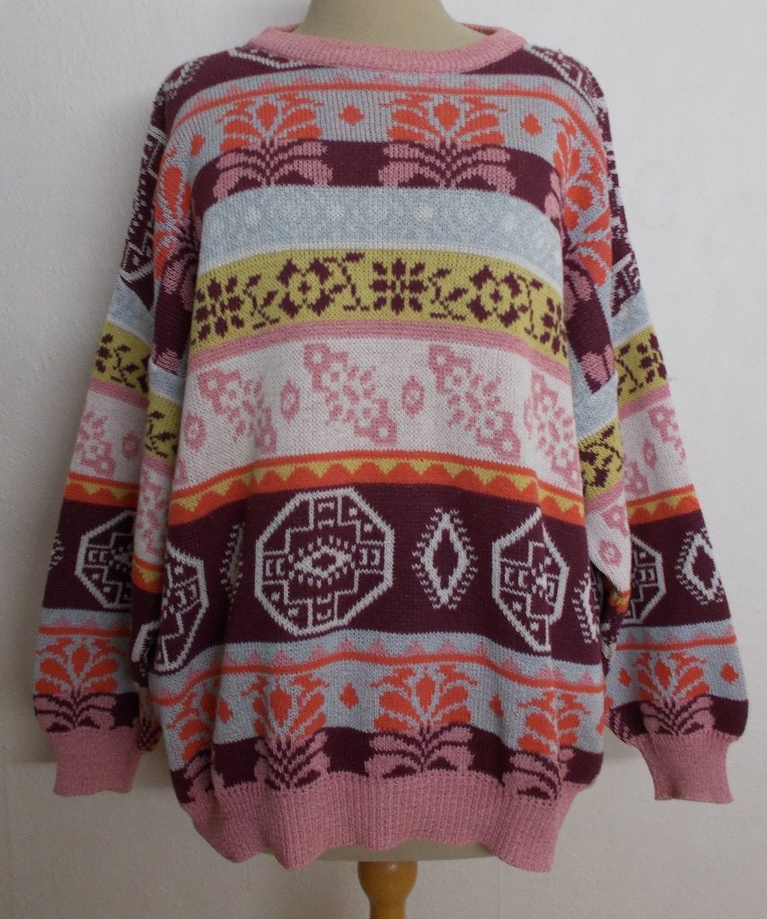 Folklore/vintage trui in leuke print uit Italie! XL, Verzenden, Zo goed als nieuw, Maat 46/48 (XL) of groter, Meerkleurig