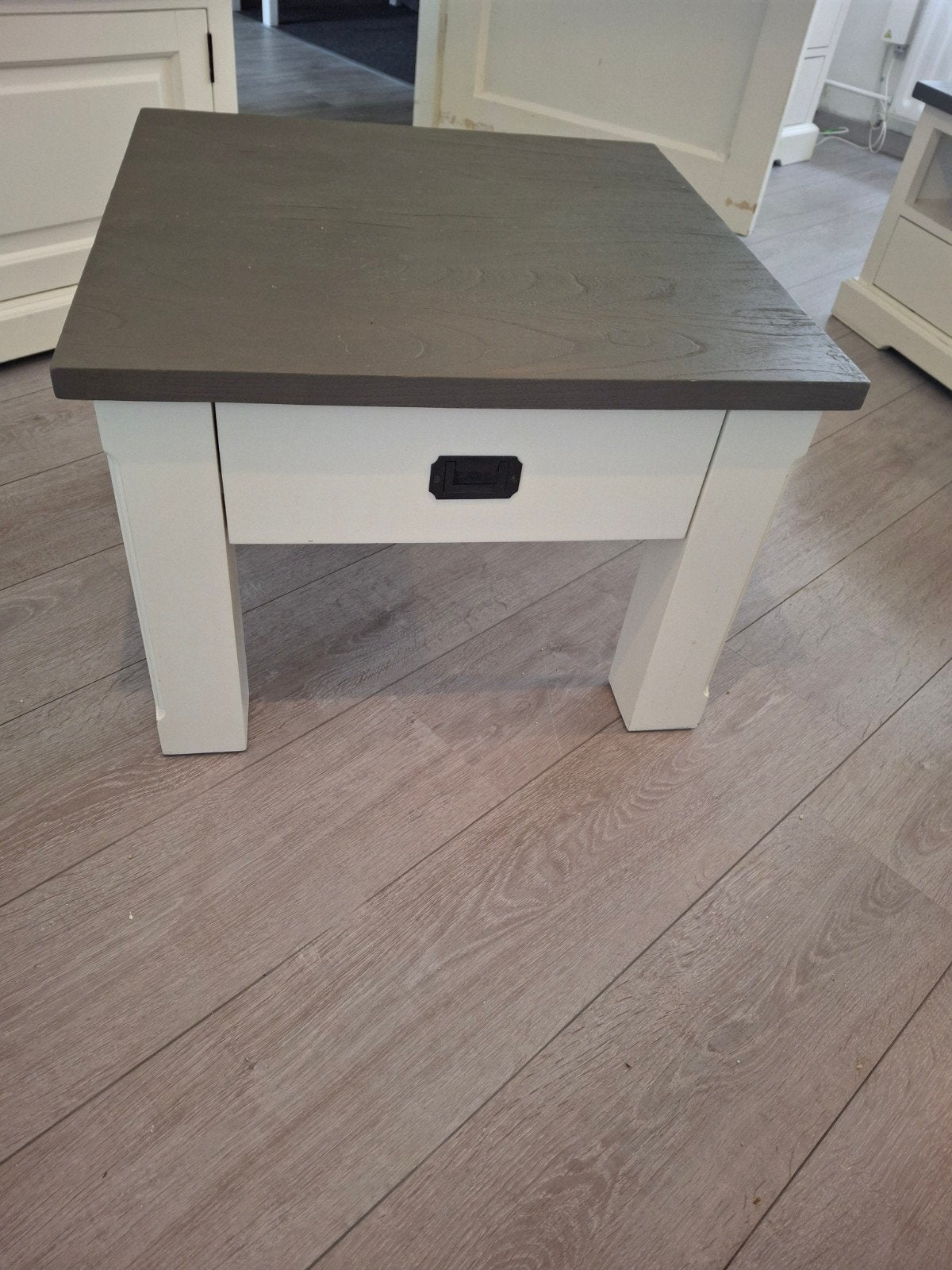 Salontafel met lade - Grijs/Wit, Ophalen, Minder dan 45 cm, Gebruikt, Vierkant