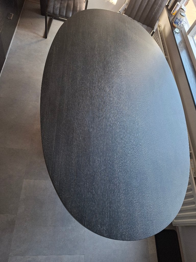 Zwart ovale eettafel 220x120, Huis en Inrichting, Ophalen, Gebruikt, 100 tot 150 cm, 200 cm of meer