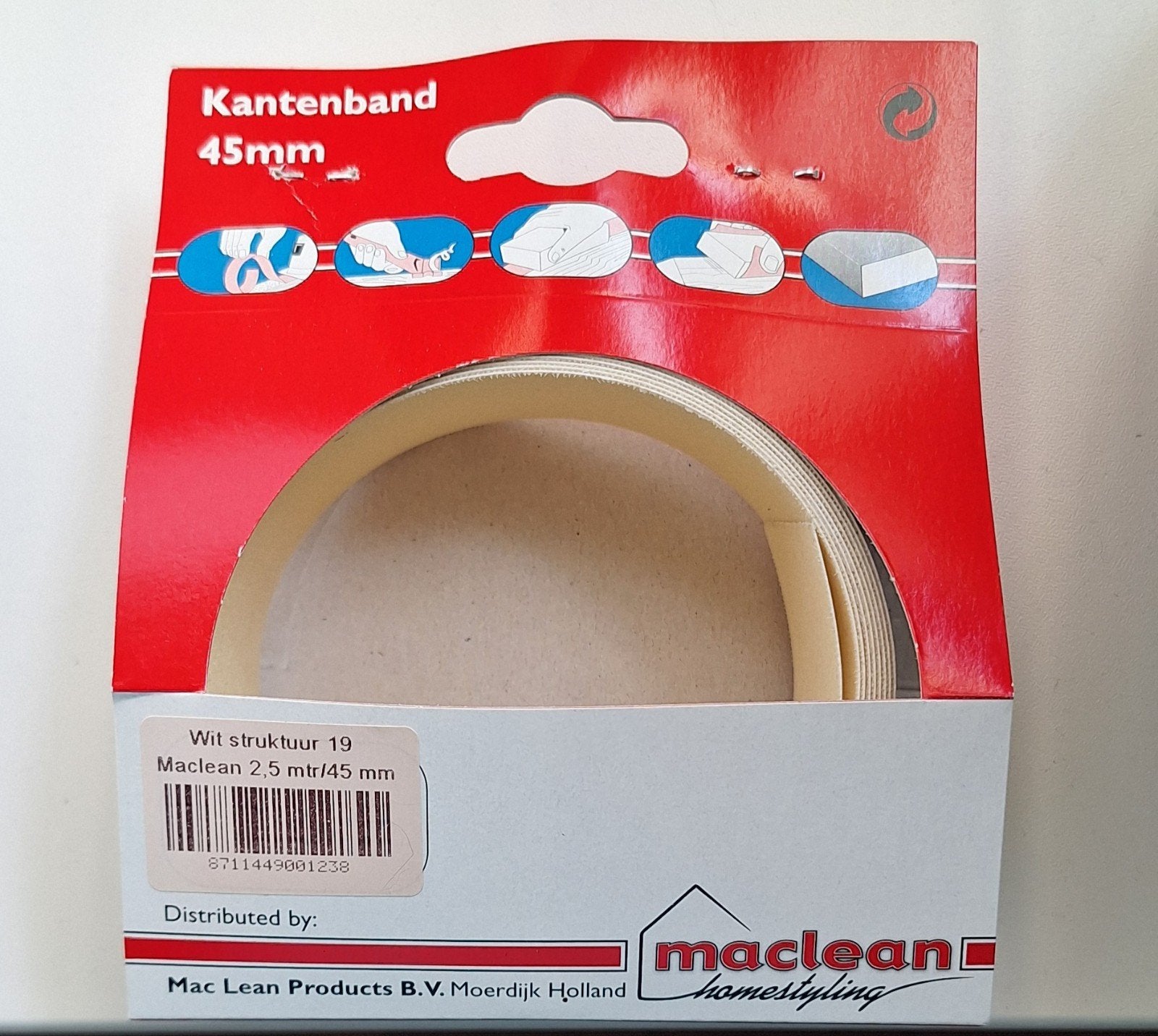 Kantenband wit struktuur, 3 stuks, merk Mac Lean, Doe-het-zelf en Verbouw, Ophalen of Verzenden, Nieuw