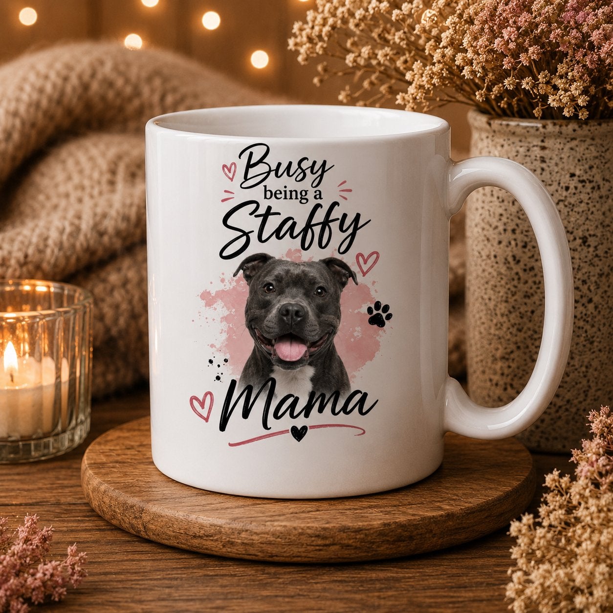 Busy being a Staffy Mama - Staffordshire Bull Terrier Mok, Verzenden, Nieuw