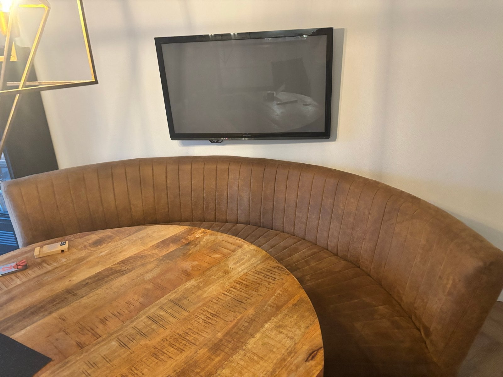 Half ronde bank voor ronde tafel - Zo goed als nieuw, Ophalen, Hoekbank, Driepersoons, Zo goed als nieuw