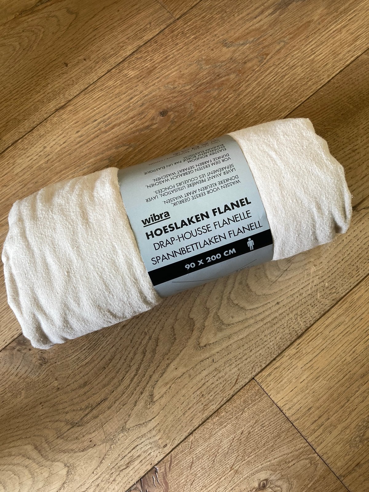 2x Wibra hoeslaken flanel beige katoen 1p 90x200, Eenpersoons, Nieuw, Ophalen of Verzenden, Hoeslaken of Sloop