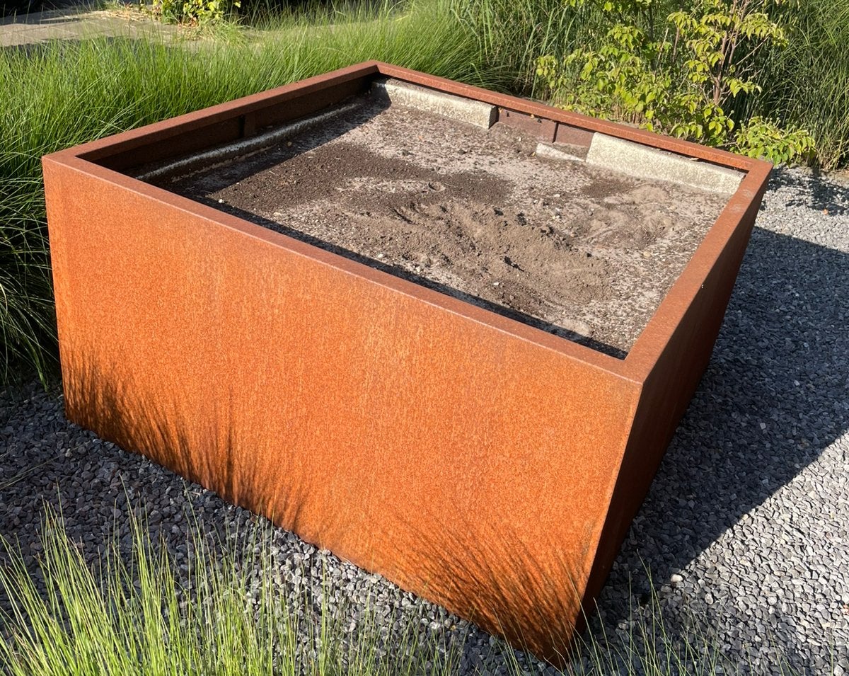 Cortenstaal plantenbak, Ophalen, 100 cm of meer, Vierkant, Zo goed als nieuw