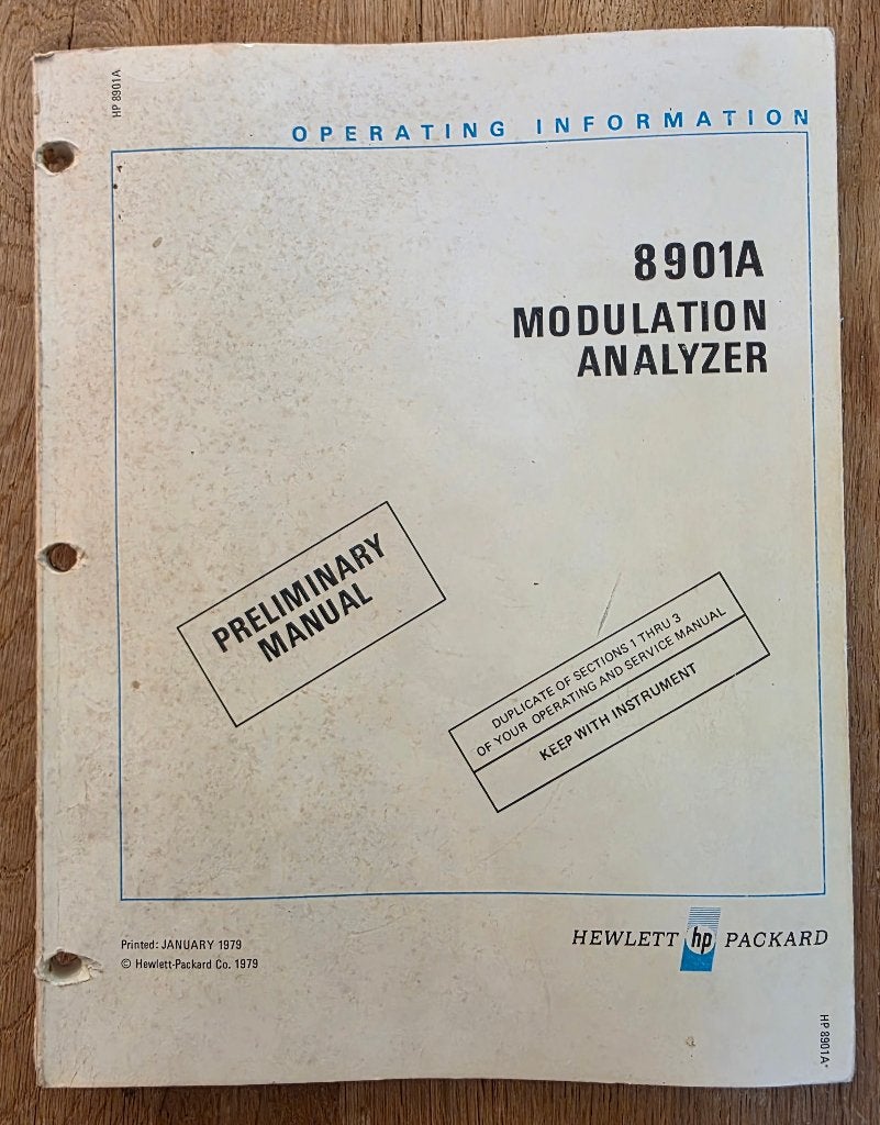 HP 8901A Manual Operating information, Doe-het-zelf en Verbouw, Ophalen of Verzenden, Gebruikt, Elektriciteit