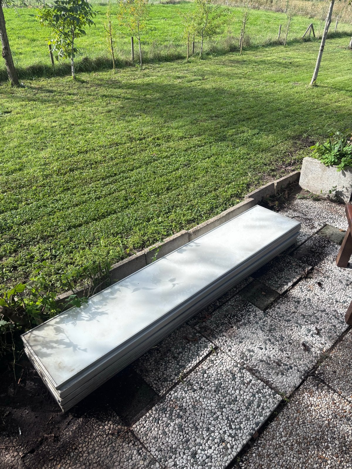 Glazen platen in stalen frame 194 39,5 2cm, Doe-het-zelf en Verbouw, Ophalen, Gebruikt, Minder dan 80 cm, 160 cm of meer