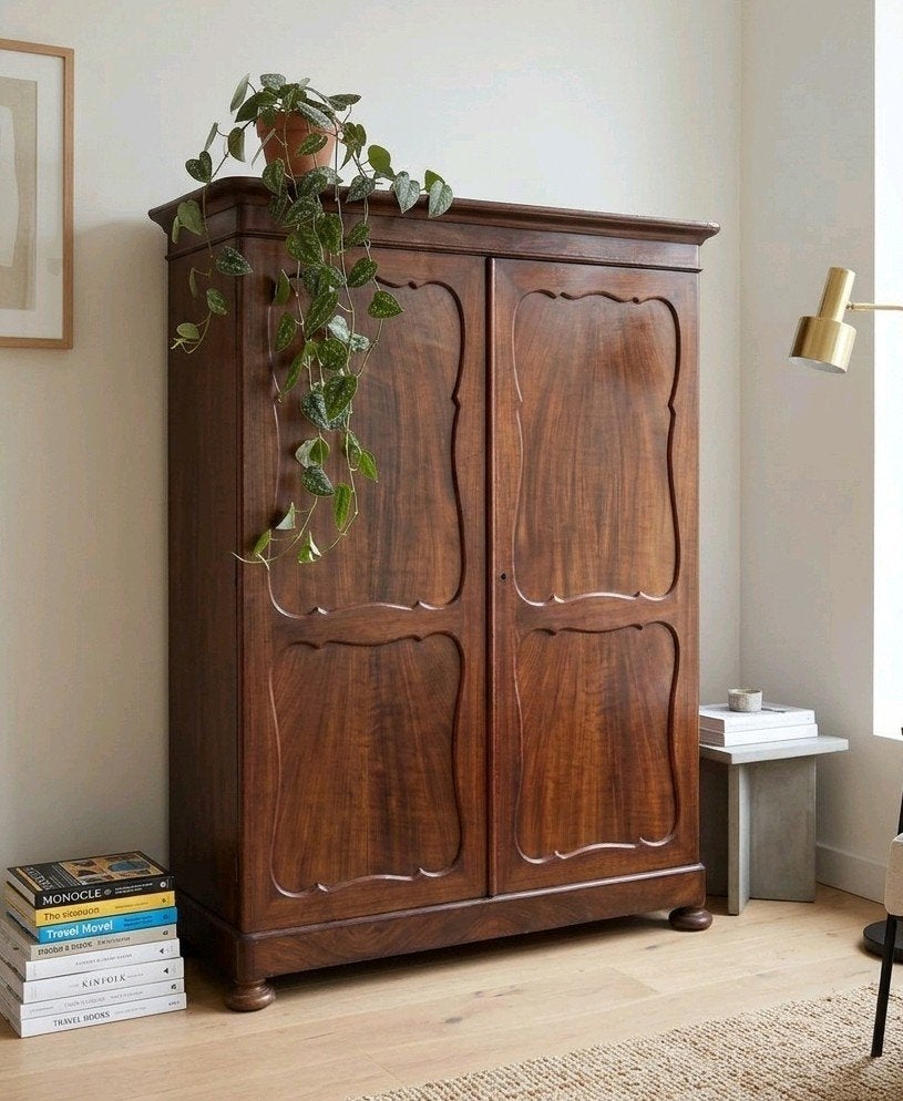 OPRUIMING Antieke Biedermeier meidenkast vintage hangkast, Verzenden