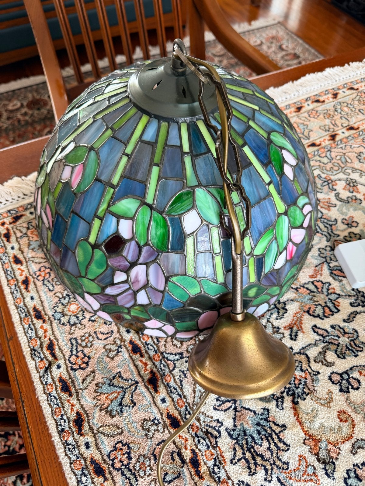 Tiffany Stijl Plafondlamp - 36cm Diameter, Huis en Inrichting, Lampen | Hanglampen, Ophalen, Gebruikt, Glas, Minder dan 50 cm