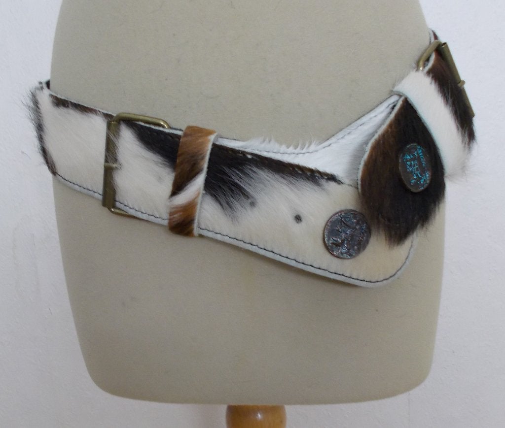 Stoere Ibiza/western/festival koeienhuid riem, Overige kleuren, Verzenden, Echt leder, Heupriem