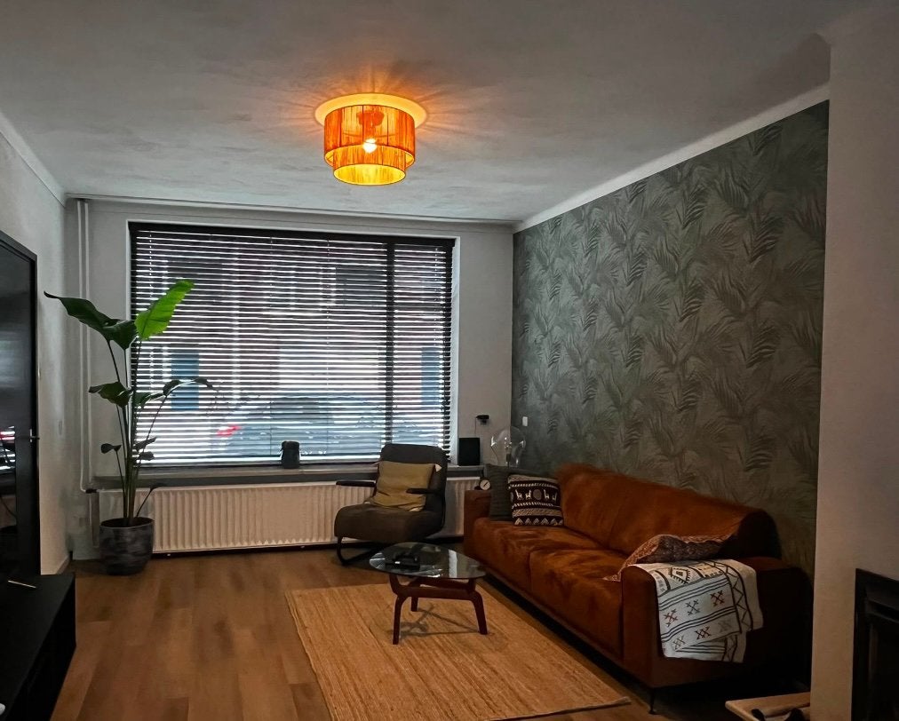 Bank Pampus in cognac kleur, Ophalen, Driepersoons, 75 tot 100 cm, Zo goed als nieuw