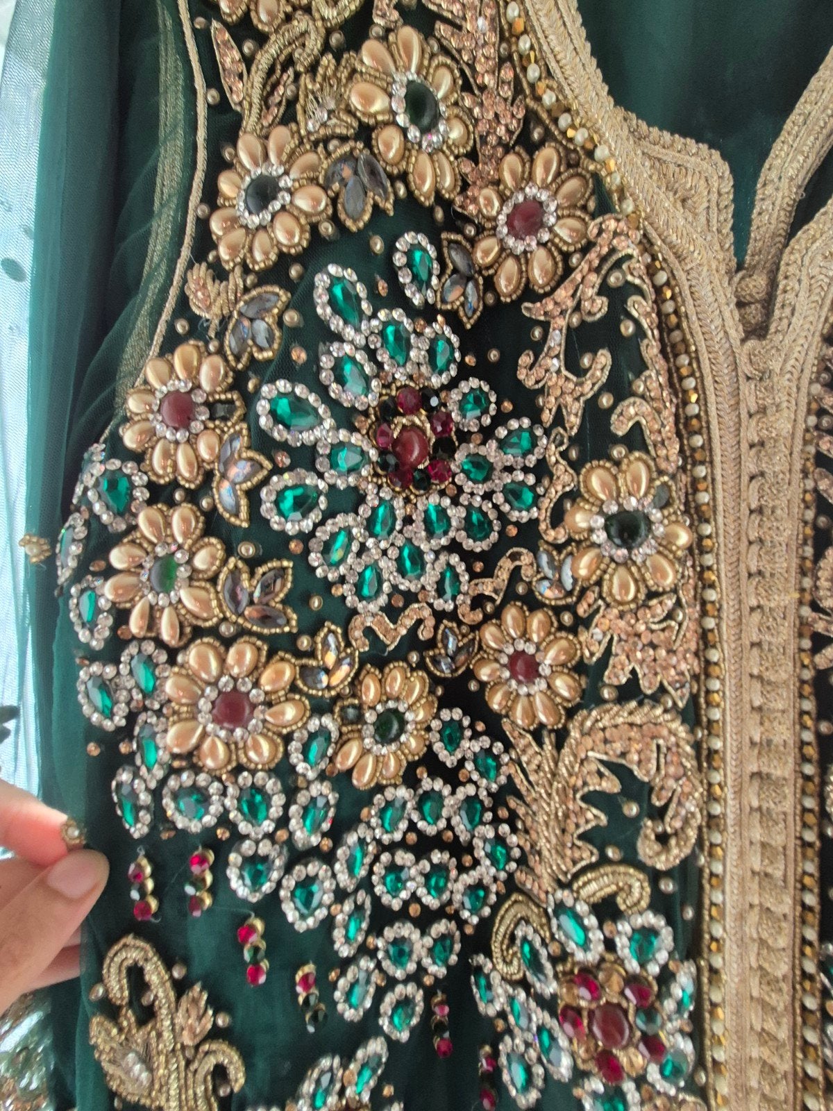 Koningsgroene Takshita met Kleurrijke Bewerking S/M, Kleding | Dames, Ophalen of Verzenden, Zo goed als nieuw, Maat 38/40 (M)