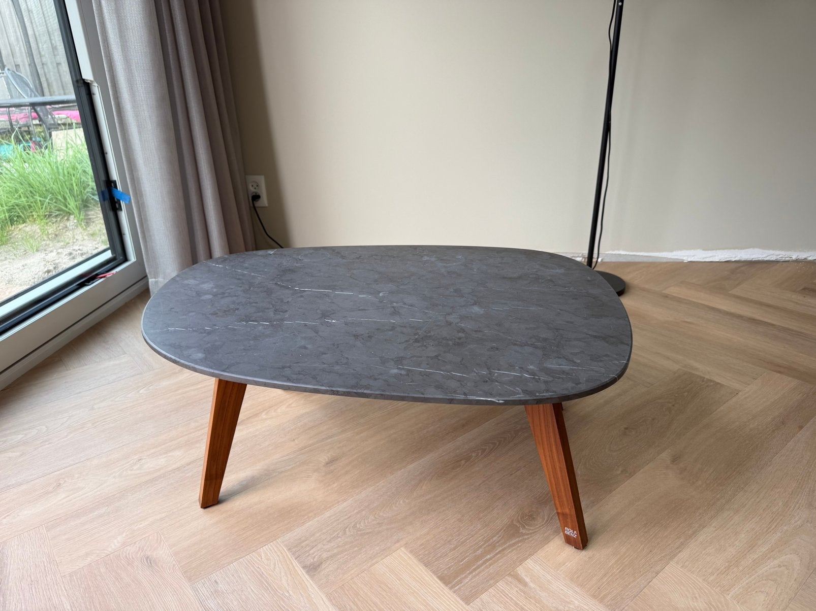 Mooie marmere salontafel van rolf benz., Ophalen, 100 tot 150 cm, 50 tot 100 cm, Zo goed als nieuw