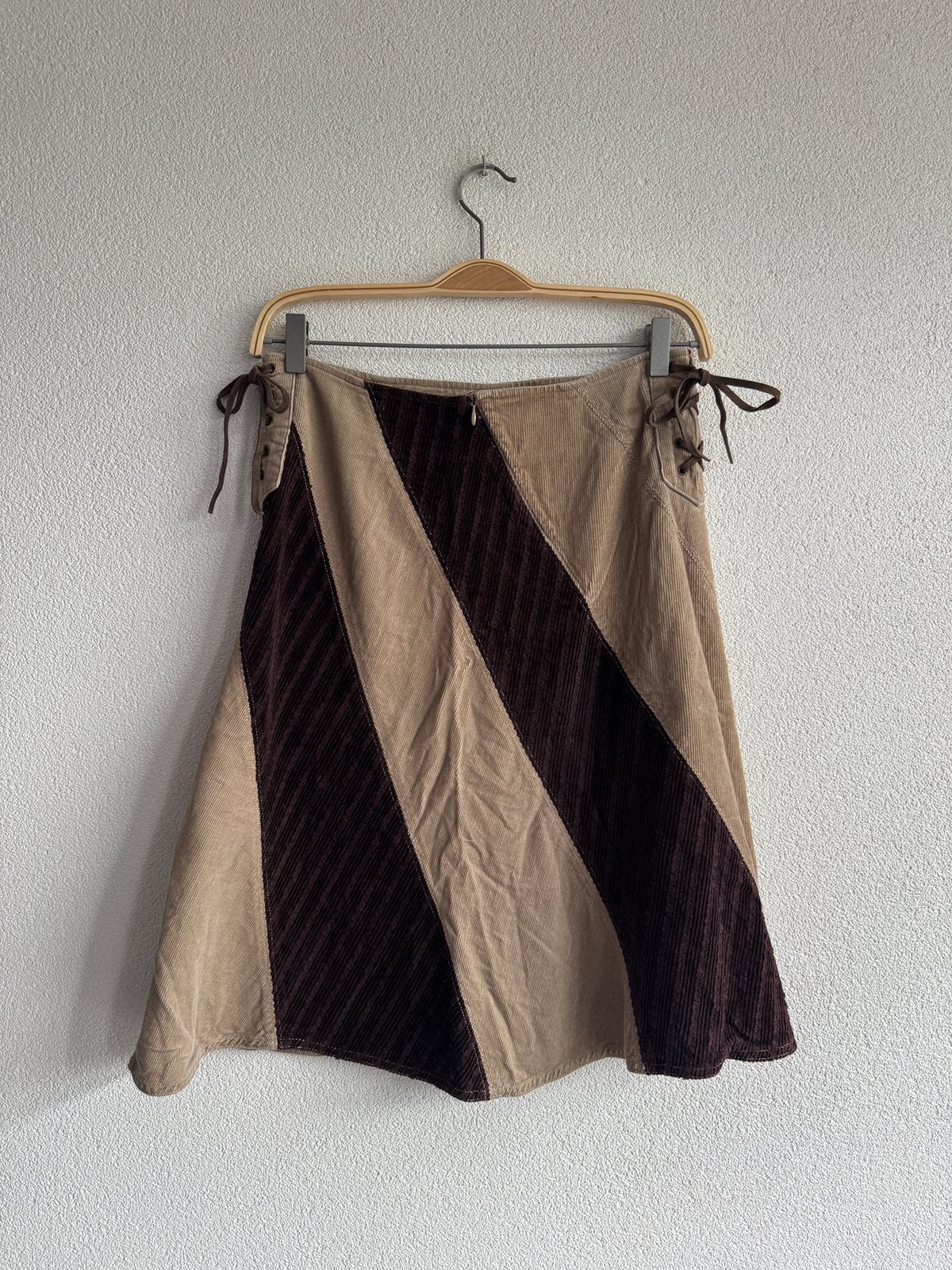 Vintage Y2K Esprit bruine corduroy patchwork print midi rok, Kleding | Dames, Maat 38/40 (M), Esprit, Bruin, Ophalen of Verzenden