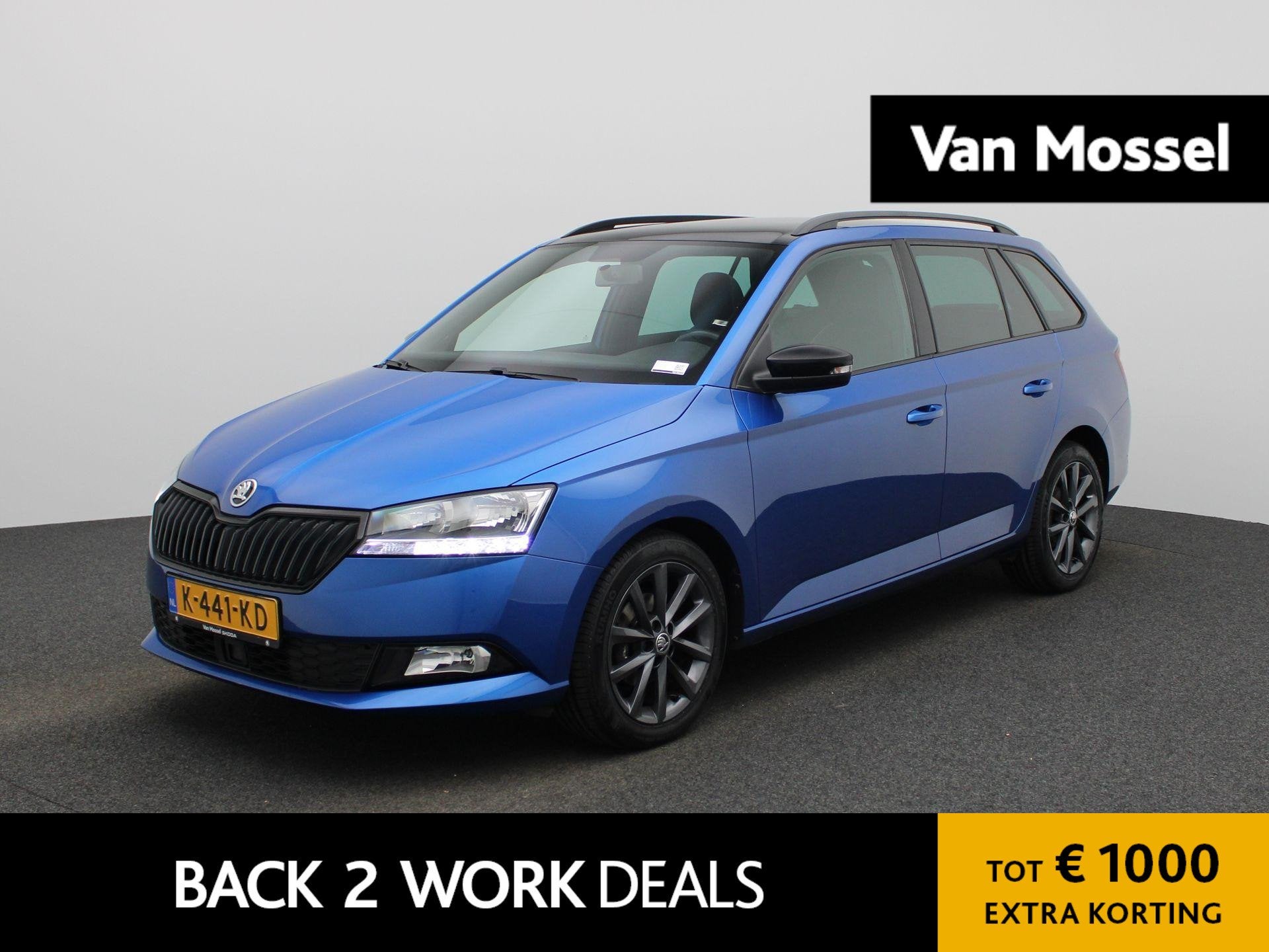 Skoda Fabia Combi 1.0 TSI Sport Business | Panoramadak | Par, Auto's, 12 maanden, Stof, Gebruikt, Blauw