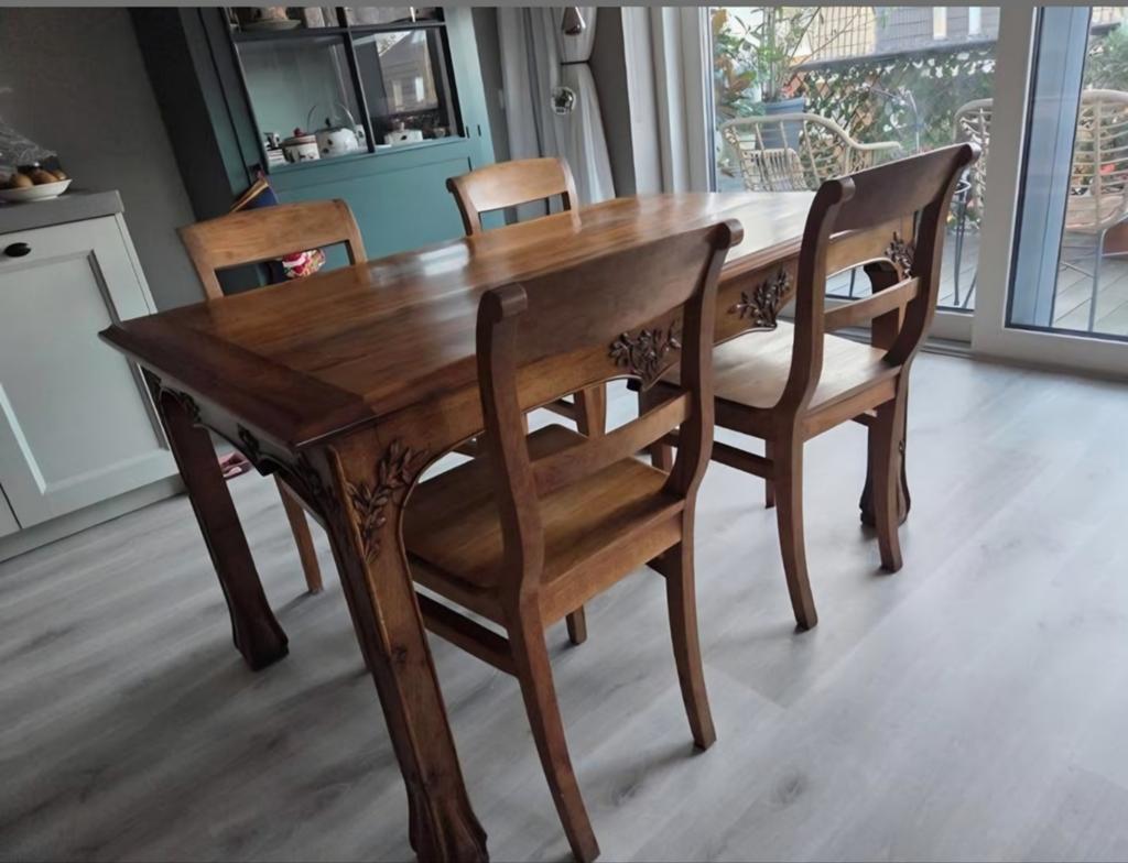 Antieke Eettafel – Massief Notenhout (Begin 1900), Antiek en Kunst, Ophalen