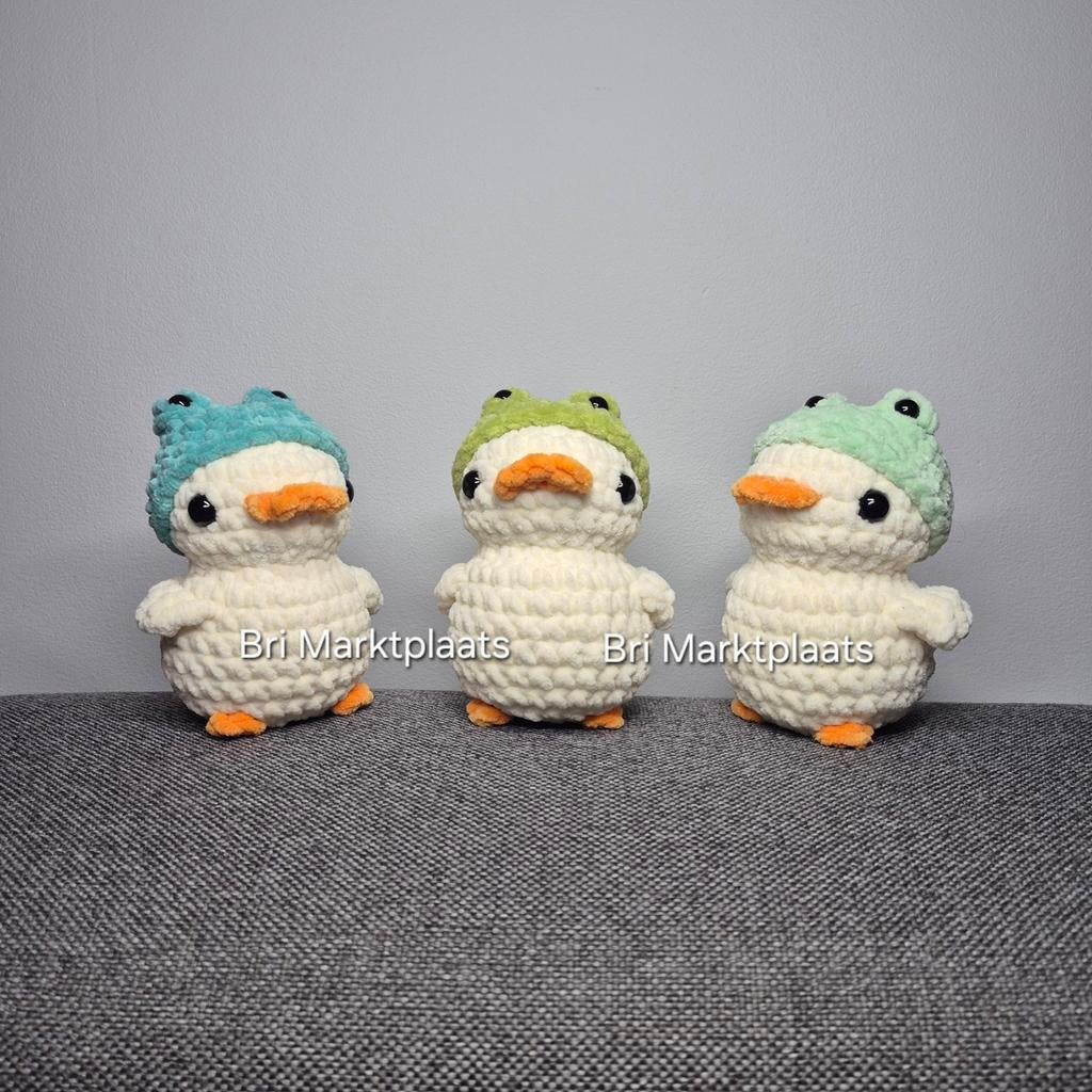 Gehaakte eend met kikkermuts, decoratie, knuffel, cadeau, Hobby en Vrije tijd, Breien en Haken, Ophalen of Verzenden, Nieuw, Haken