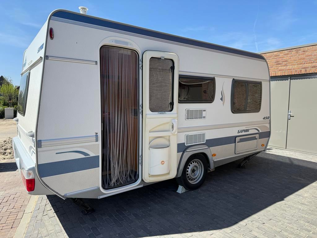Fendt Saphir 450 QB (2007) | Mover + Luifel | Topstaat, Caravans en Kamperen, Caravans, Vast bed, Kachel, Treinzit, Particulier