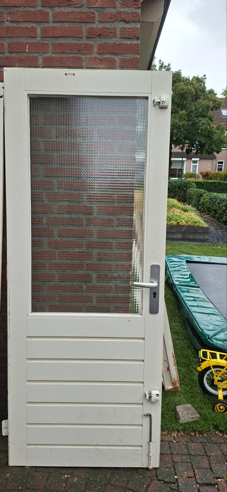 Hardhouten buitendeur met privacy glas en SKG3 beslag, Ophalen, 80 tot 100 cm, 200 tot 215 cm, Hout