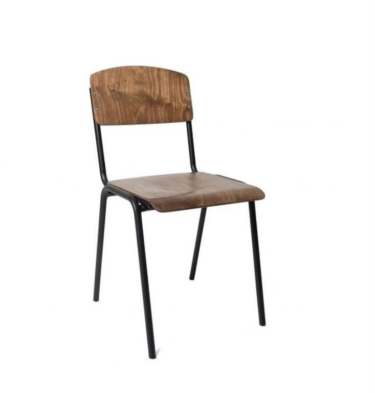 Partij Vintage schoolstoelen, horeca stapelstoelen  296, Ophalen of Verzenden, Nieuw, Bruin, Vijf, Zes of meer stoelen