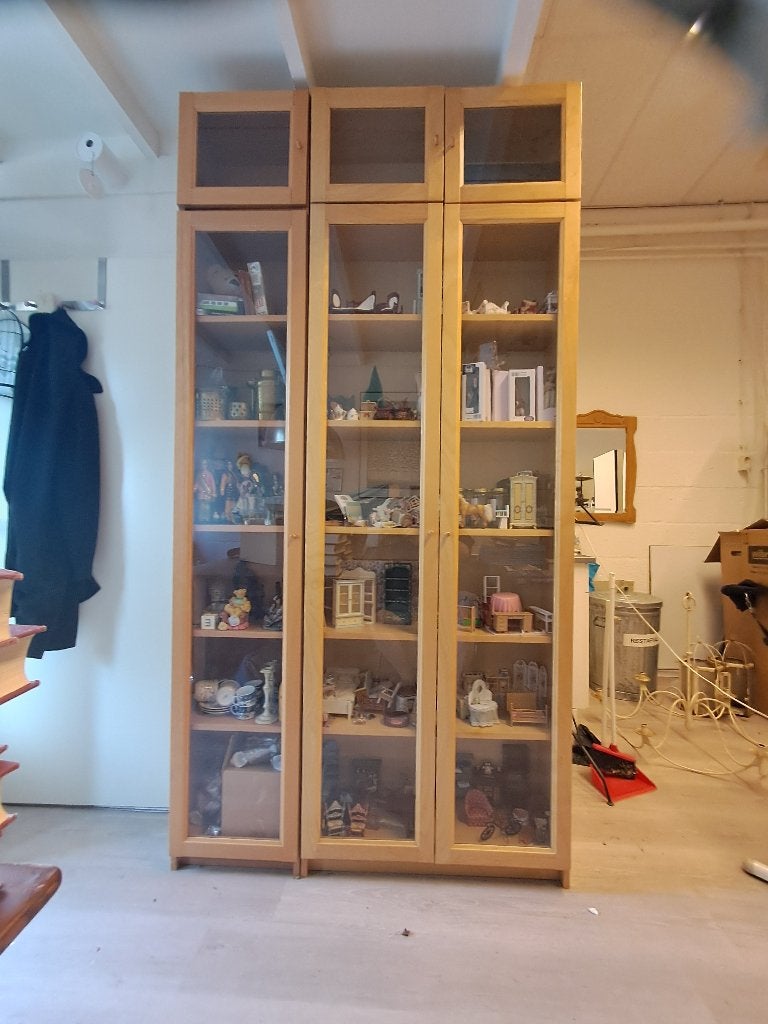 Billy/Oxberg vitrinekasten van Ikea 2x hoog en 2x opzetkast., Ophalen, 25 tot 50 cm, 50 tot 100 cm, 200 cm of meer
