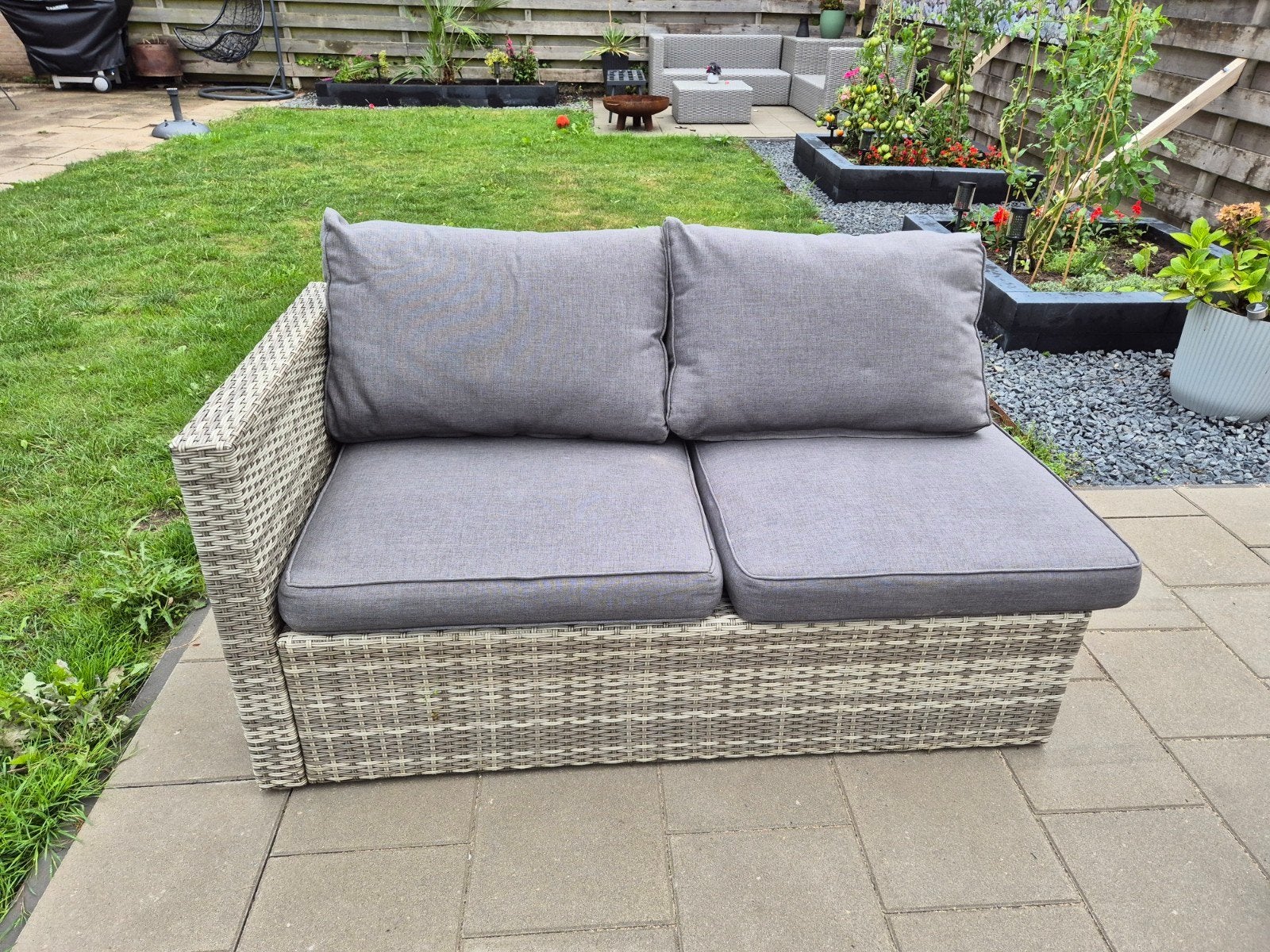 Wicker tuinbankje, Tuin en Terras, Zo goed als nieuw, Loungeset, Wicker, Bank