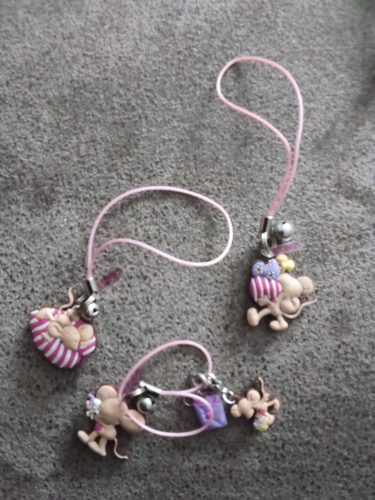 Leuke muisjes (telefoon)hangers met belletjes, Ophalen of Verzenden, Gebruikt
