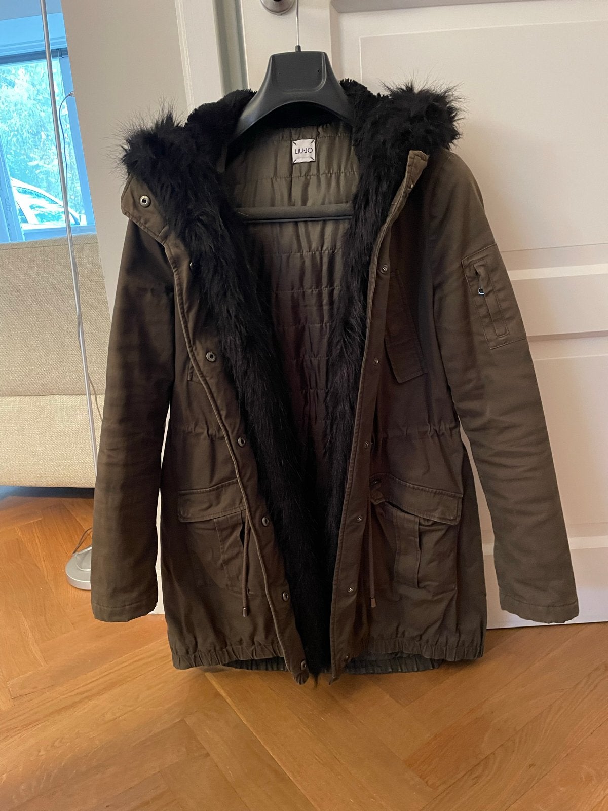 Liu Jo Jeans Groene Parka met Bontkraag - Maat 38, Ophalen of Verzenden, Zo goed als nieuw, Maat 38/40 (M), Groen