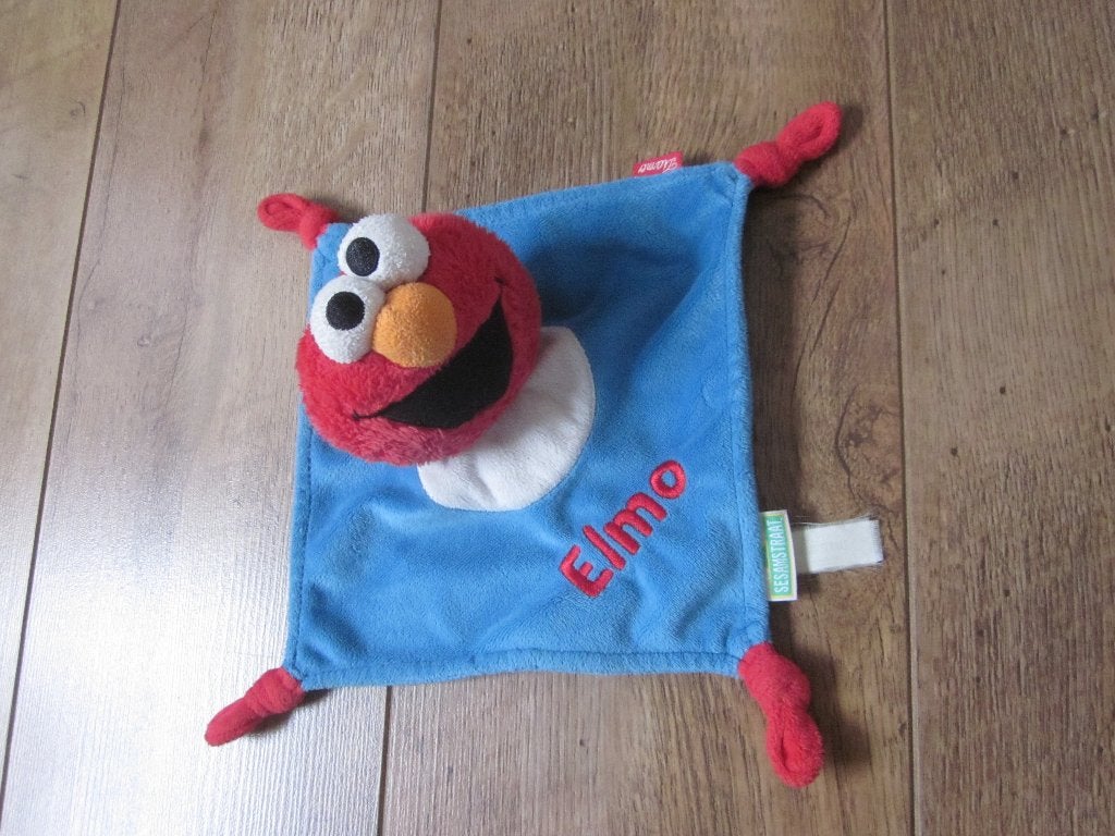 Sesamstraat blauw pluche doek rode knoopjes en Elmo, Overige merken, Overige karakters, Overige typen, Ophalen of Verzenden