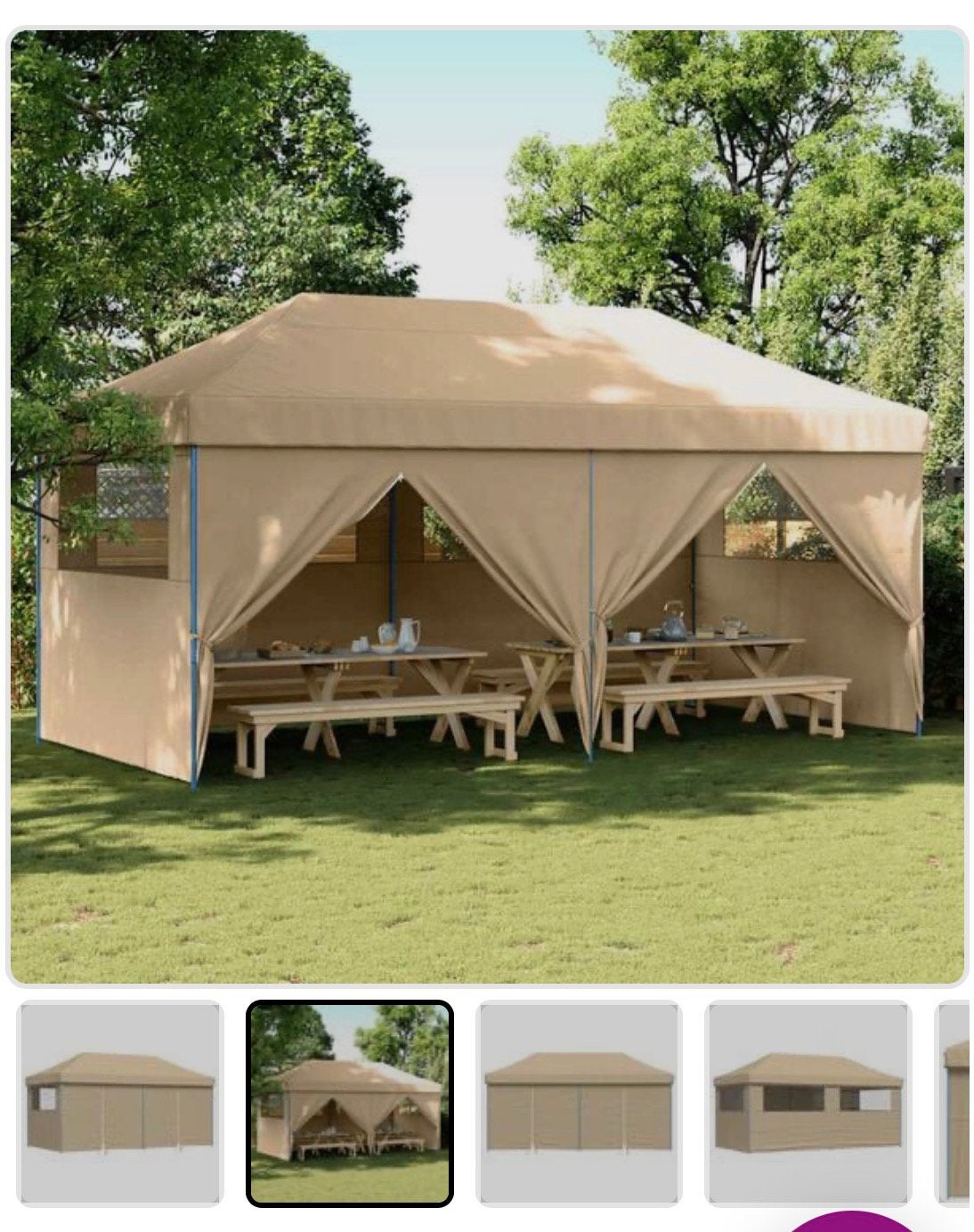 Partytent inklapbaar met 4 zijwanden beige 580x292x315, Ophalen, Nieuw, Minder dan 5 meter, Opvouwbaar