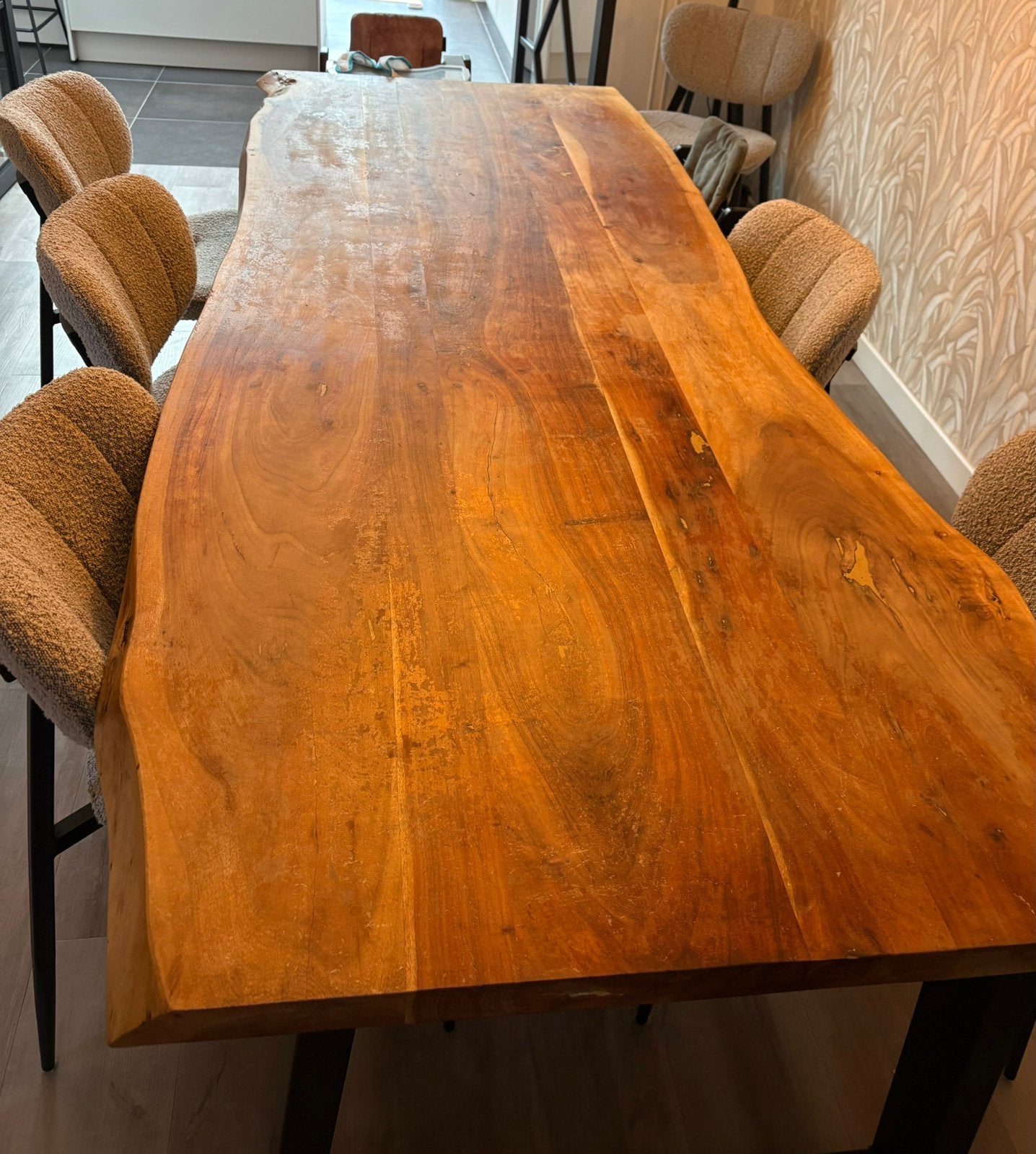 Acaciahout tafel, Huis en Inrichting, Ophalen, Gebruikt, 200 cm of meer, 50 tot 100 cm