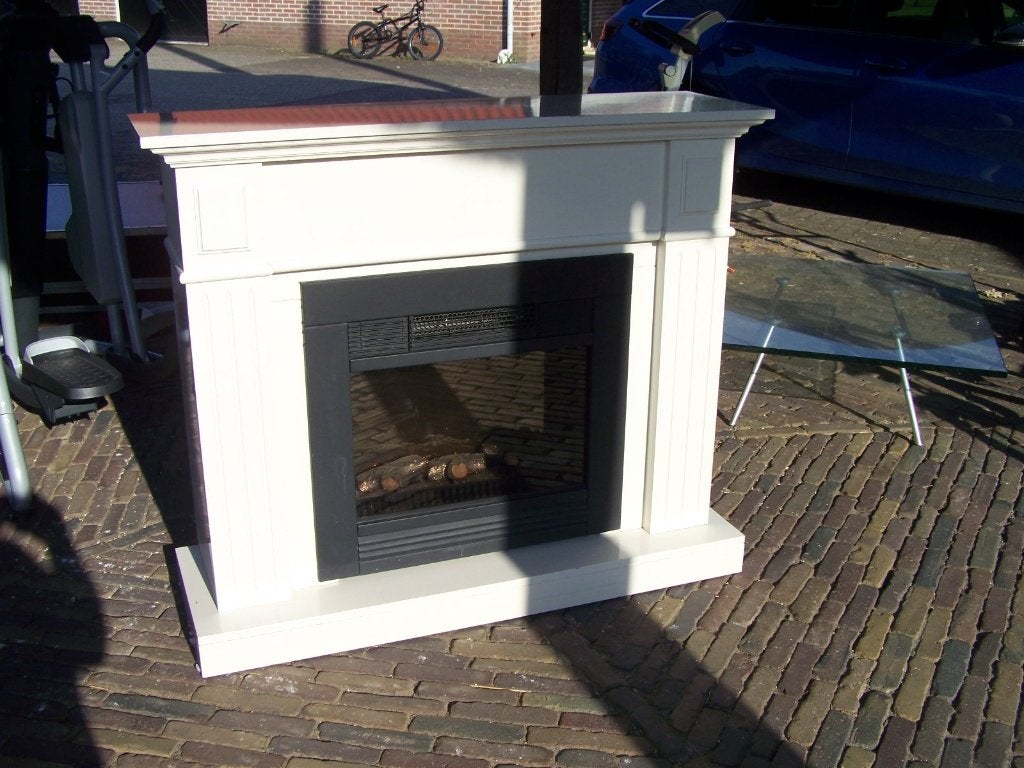 schouw met haard , schouw , schouw met elektrische haard, Ophalen, Gebruikt, Inbouwhaard, Elektrische haard