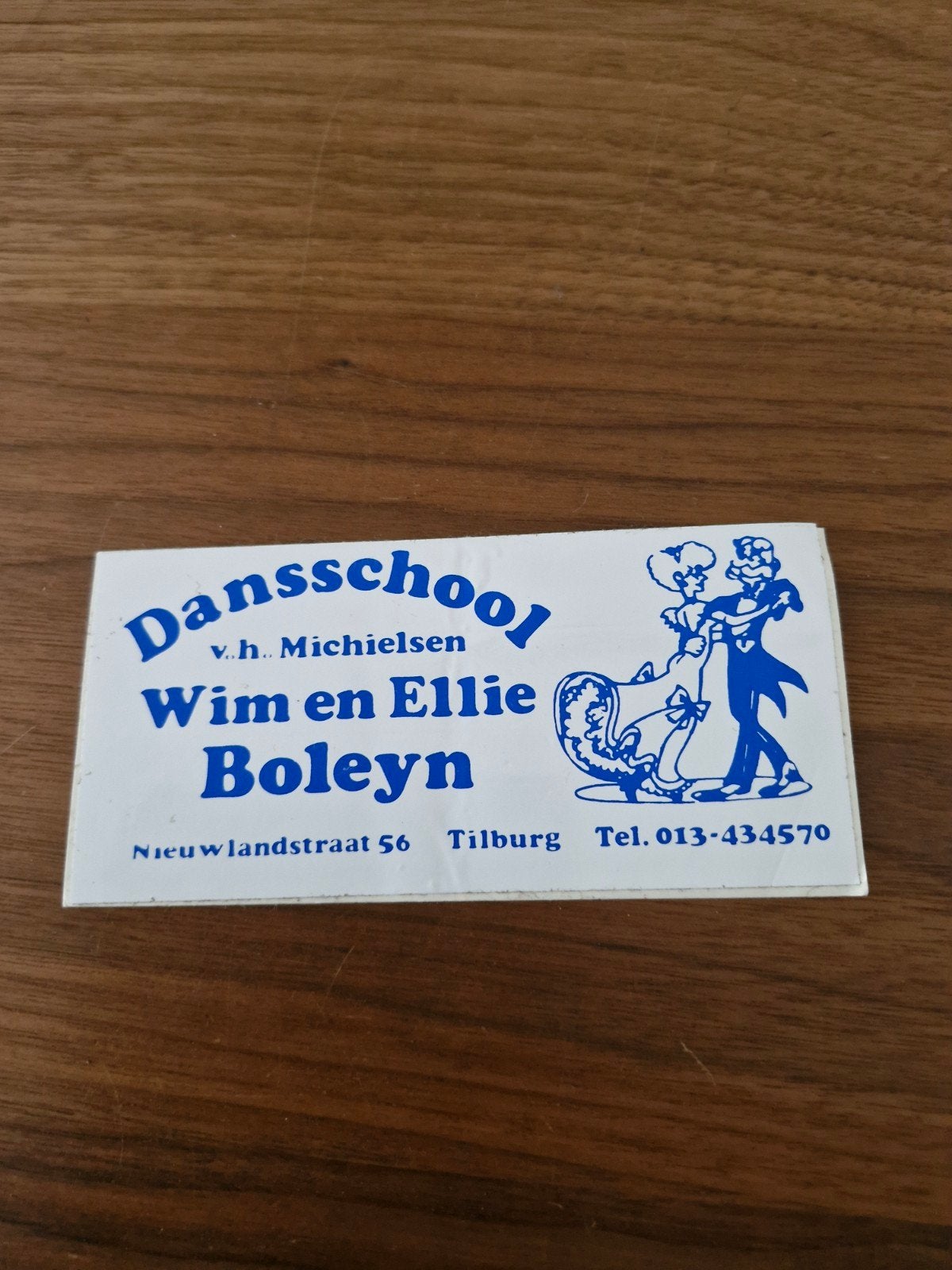 197 Vintage Sticker Dansschool Wim en Ellie Boleyn Tilburg, Verzamelen, Ophalen of Verzenden