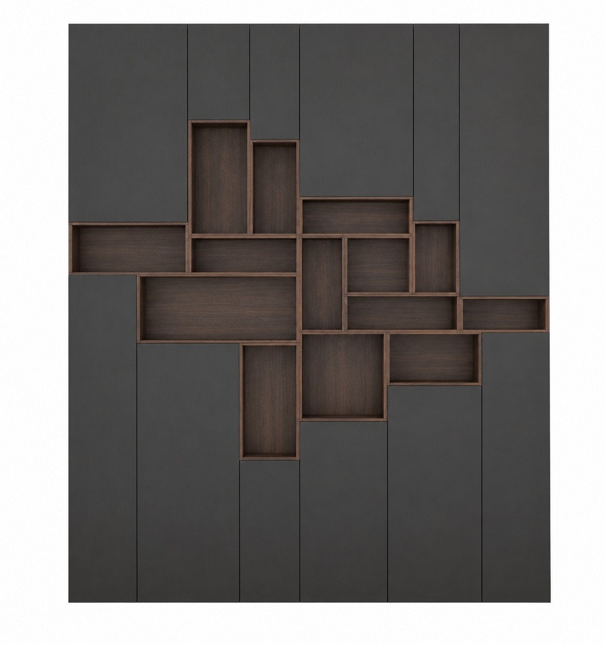 Moderne wandkast met open vakken en deuren - 250x250 cm