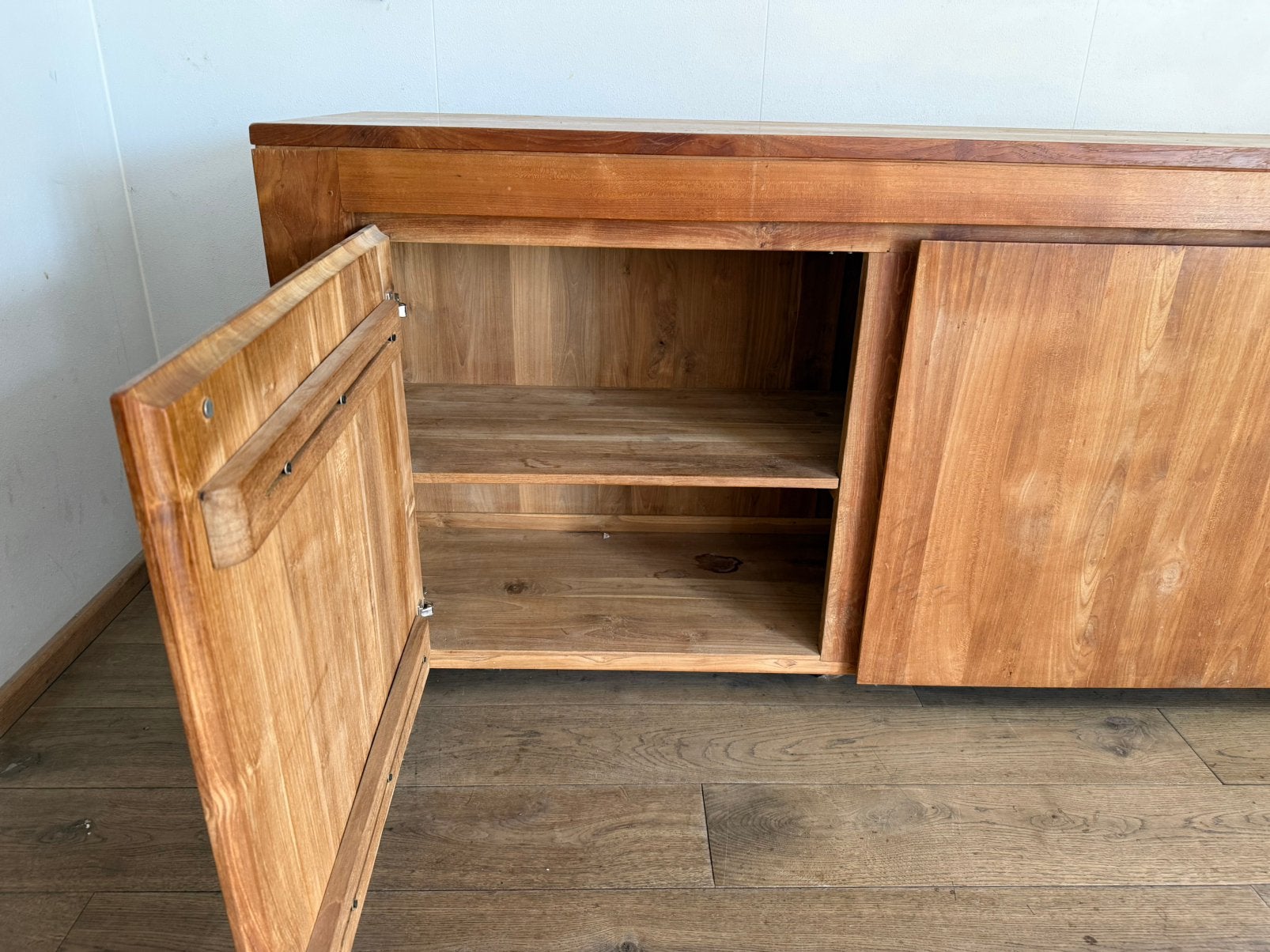 Massief teakhouten dressoir - 230 cm, Ophalen, Gebruikt, Teakhout, 200 cm of meer