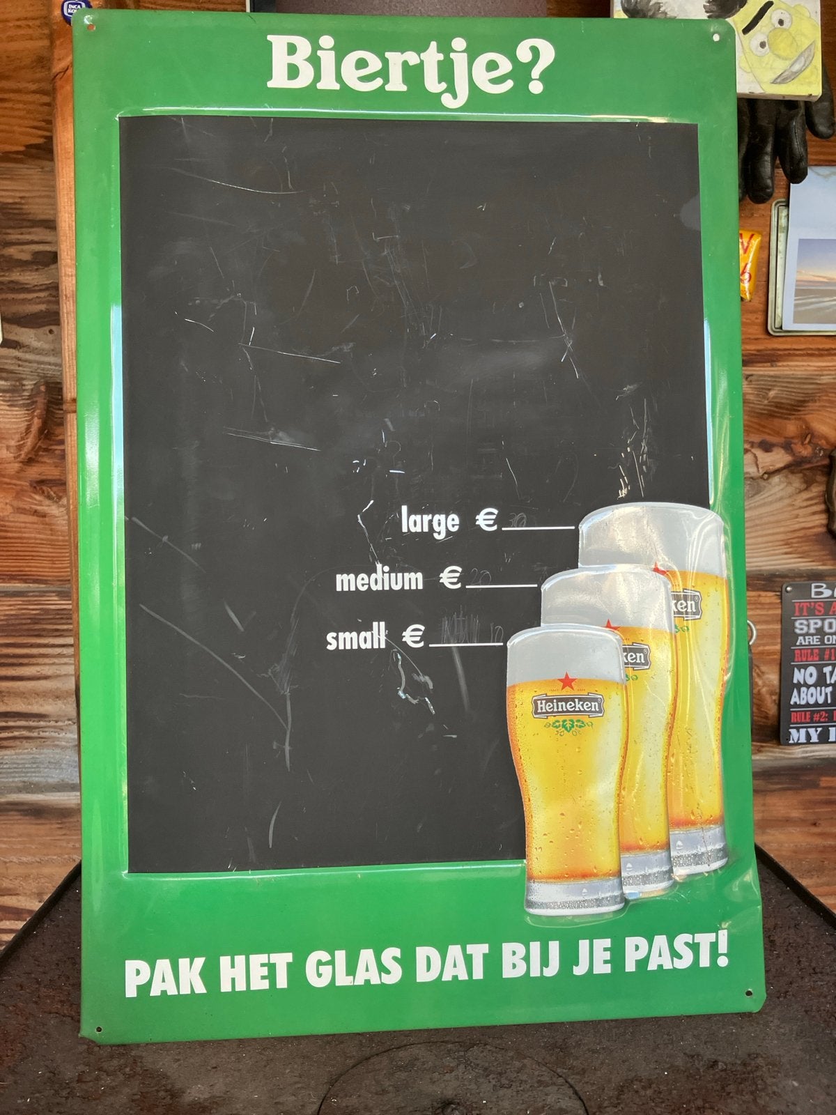 Heineken Bierbord - Vintage Krijtbord Reclame, Ophalen of Verzenden