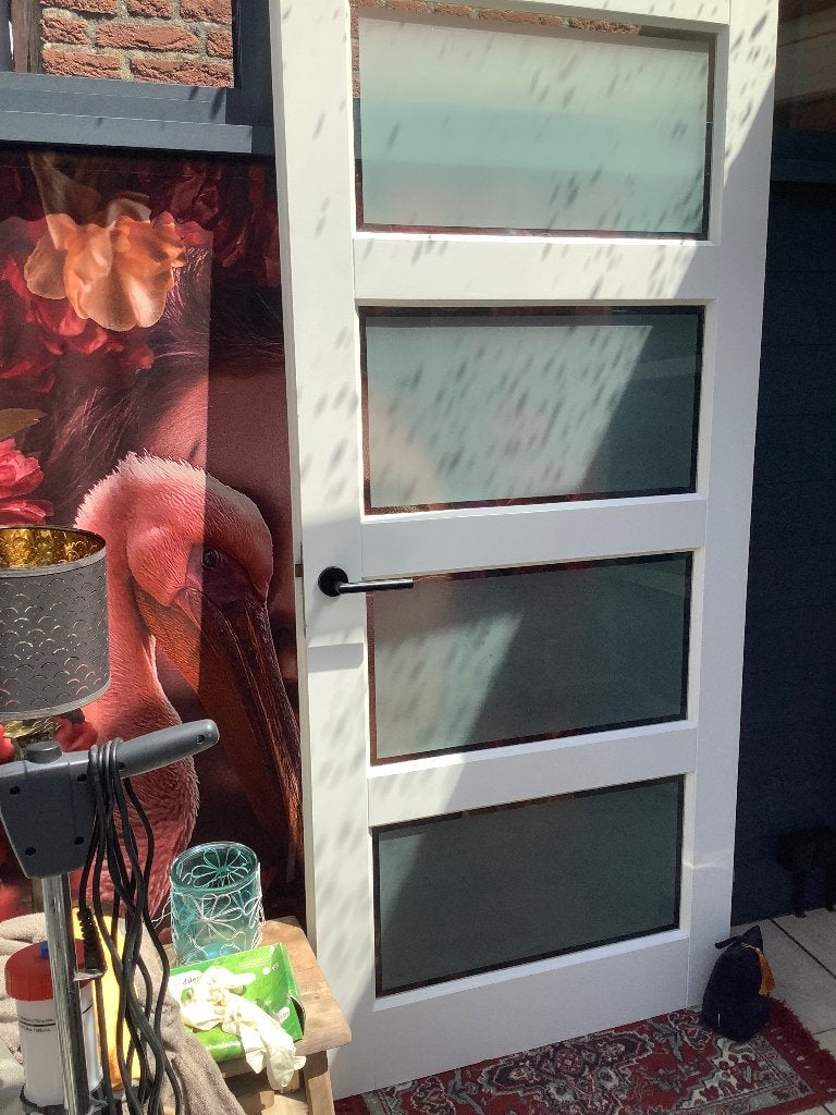Opdekdeur met facet glas, Ophalen, Gebruikt, 80 tot 100 cm, Binnendeur