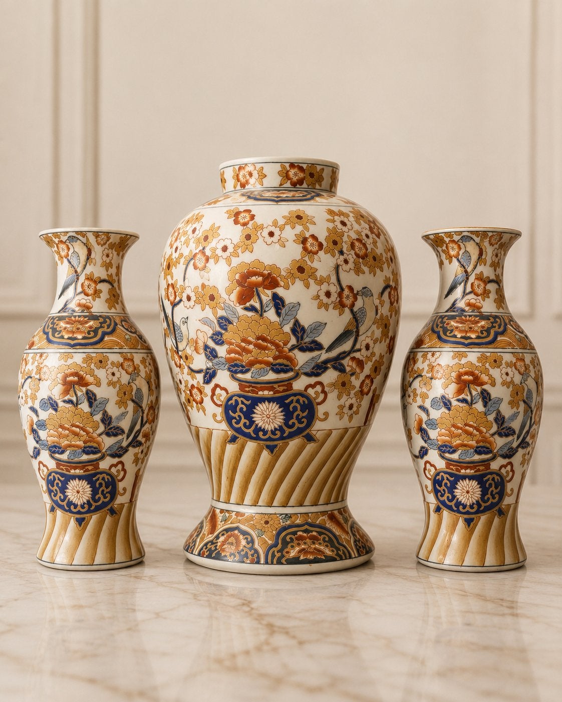 Set van 3 Imari vazen, handgeschilderd, Japans porselein, Antiek en Kunst, Antiek | Vazen, Ophalen