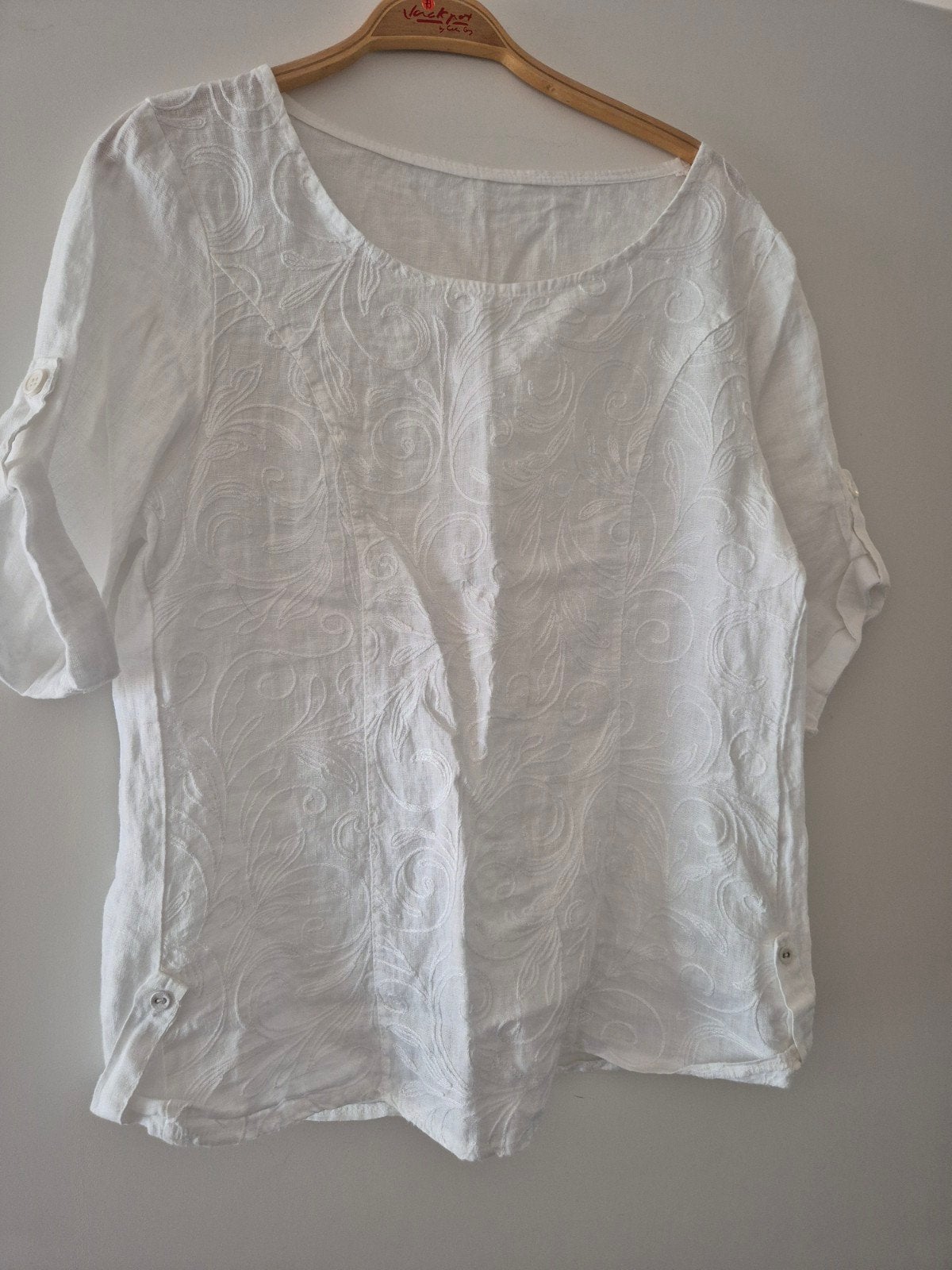 linnen blose  maat L, Ophalen of Verzenden, Zo goed als nieuw, Maat 46/48 (XL) of groter, Korte mouw